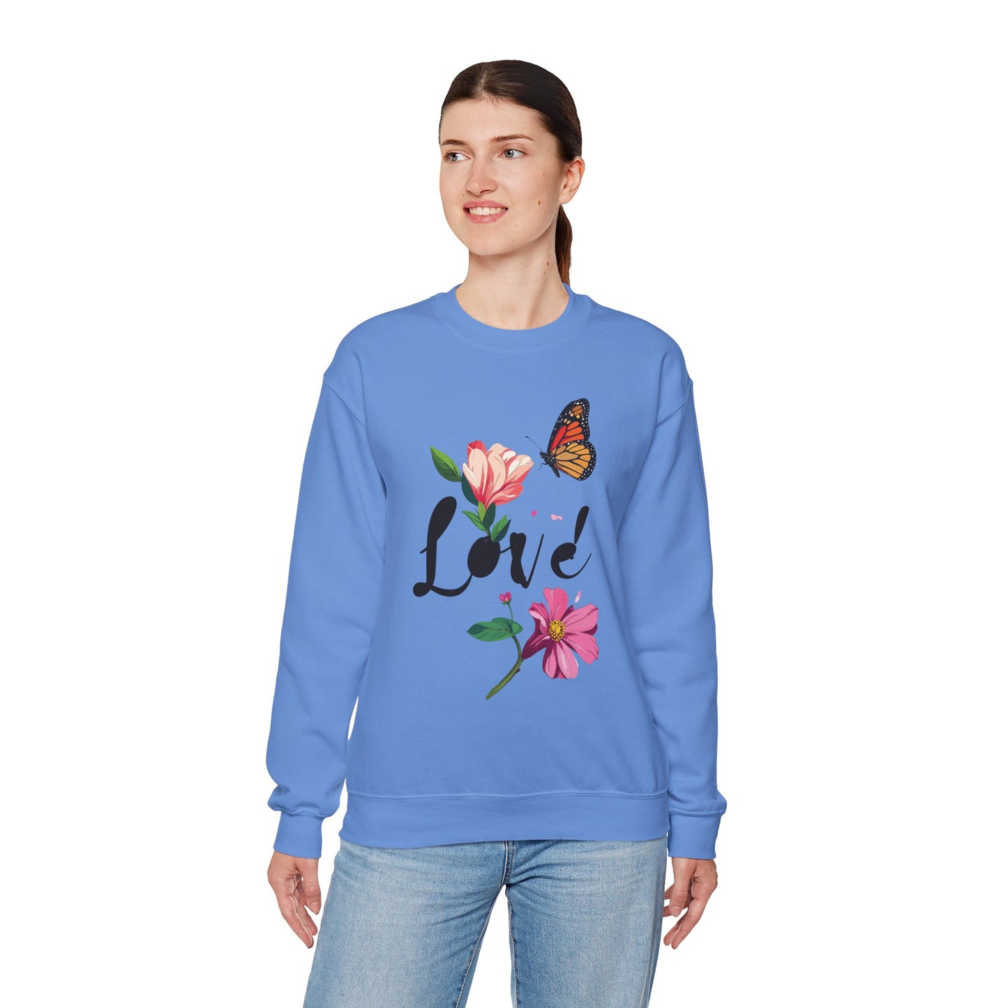 Floral Love Sweatshirt, Floral Butterfly Sweatshirt, Love Sweatshirt, Valentine's Day Sweatshirt, Floral Sweatshirt 120