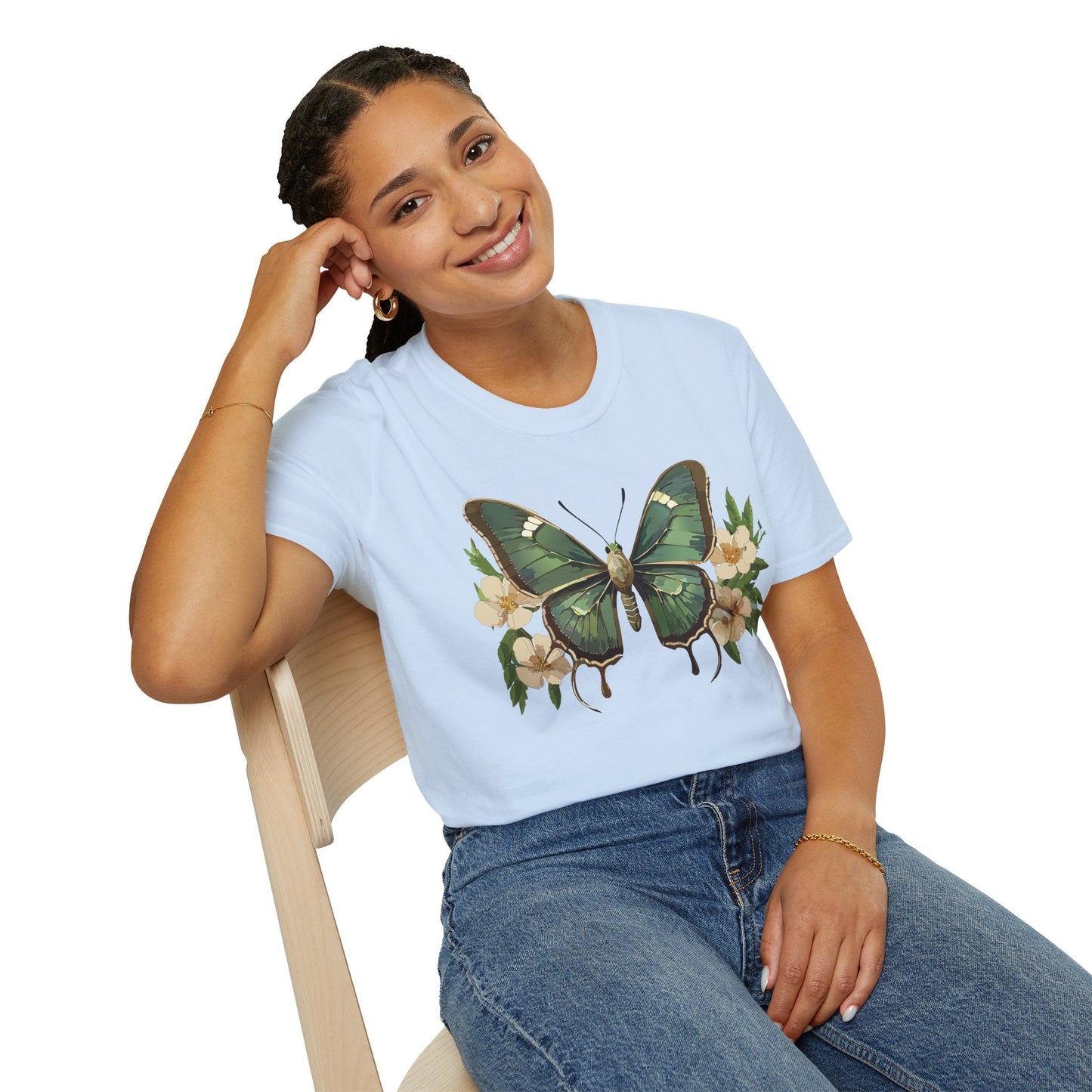 Butterfly Shirt Monarch Style Unisex T Shirt Gildan Softstyle 64000 100 Percent Ring Spun Cotton
