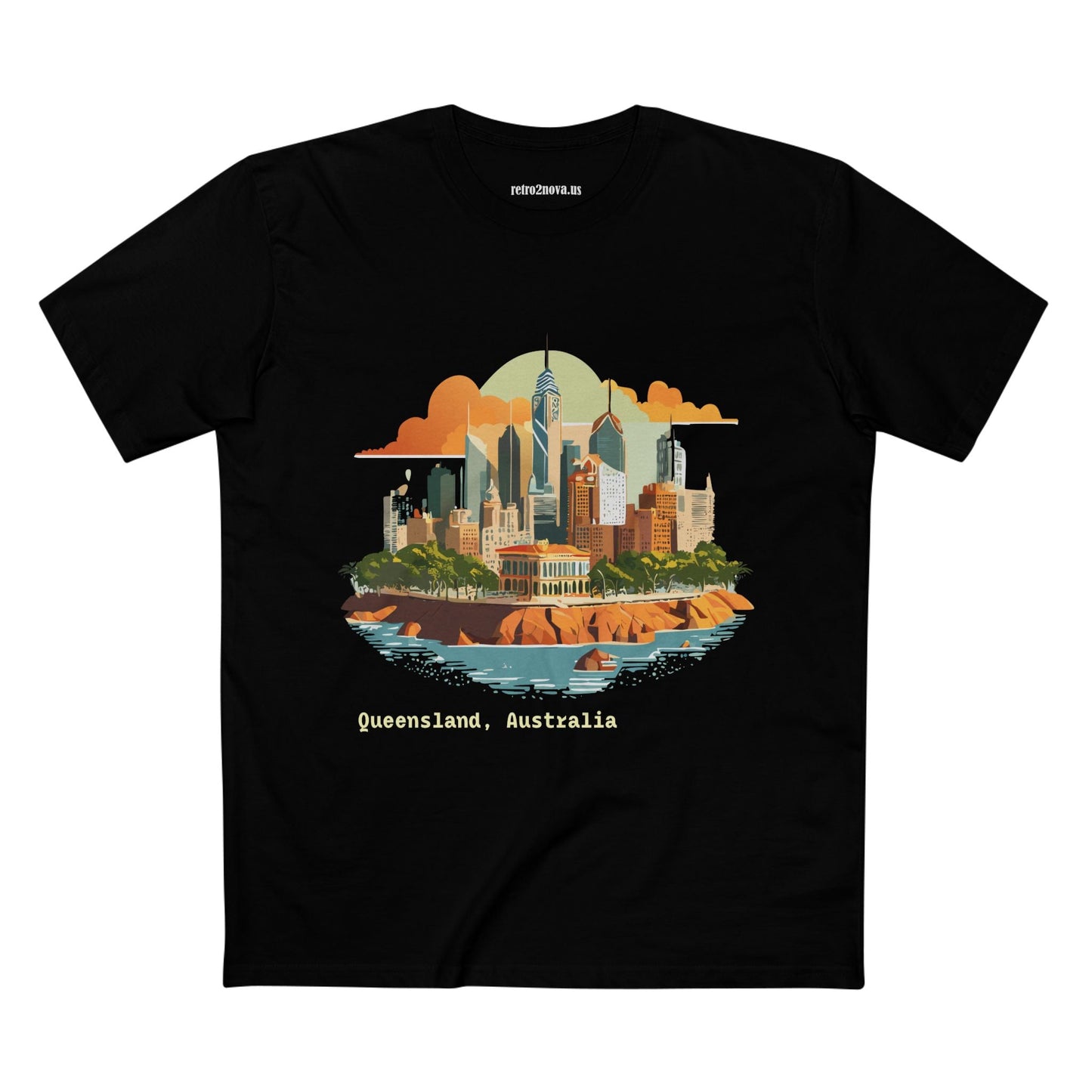Unisex Travel Shirt Australia Art Tee Premium Cotton Original Design Retro2Nova TT65