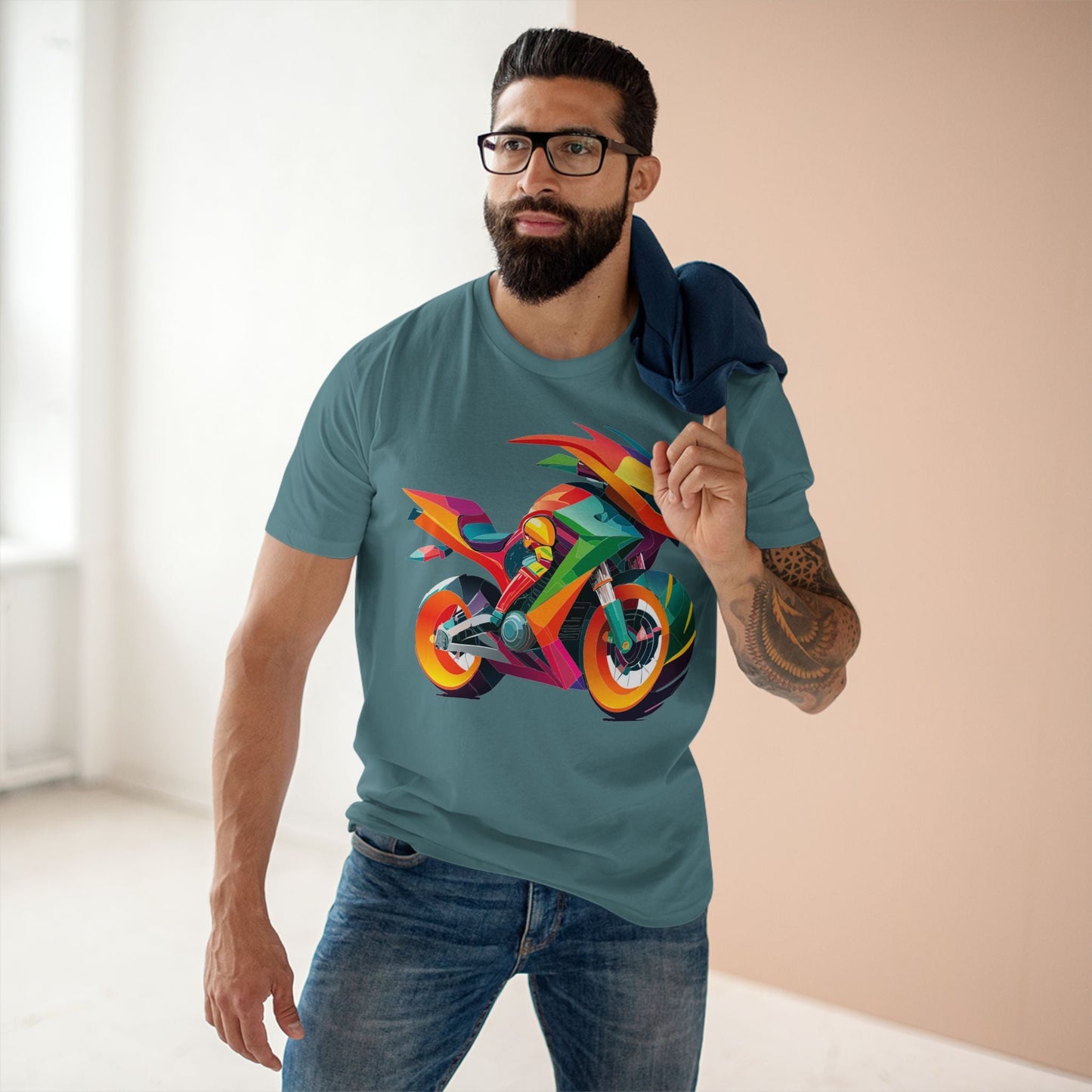 Moto Bike Graphic Unisex 100 Cotton Staple Tee 9