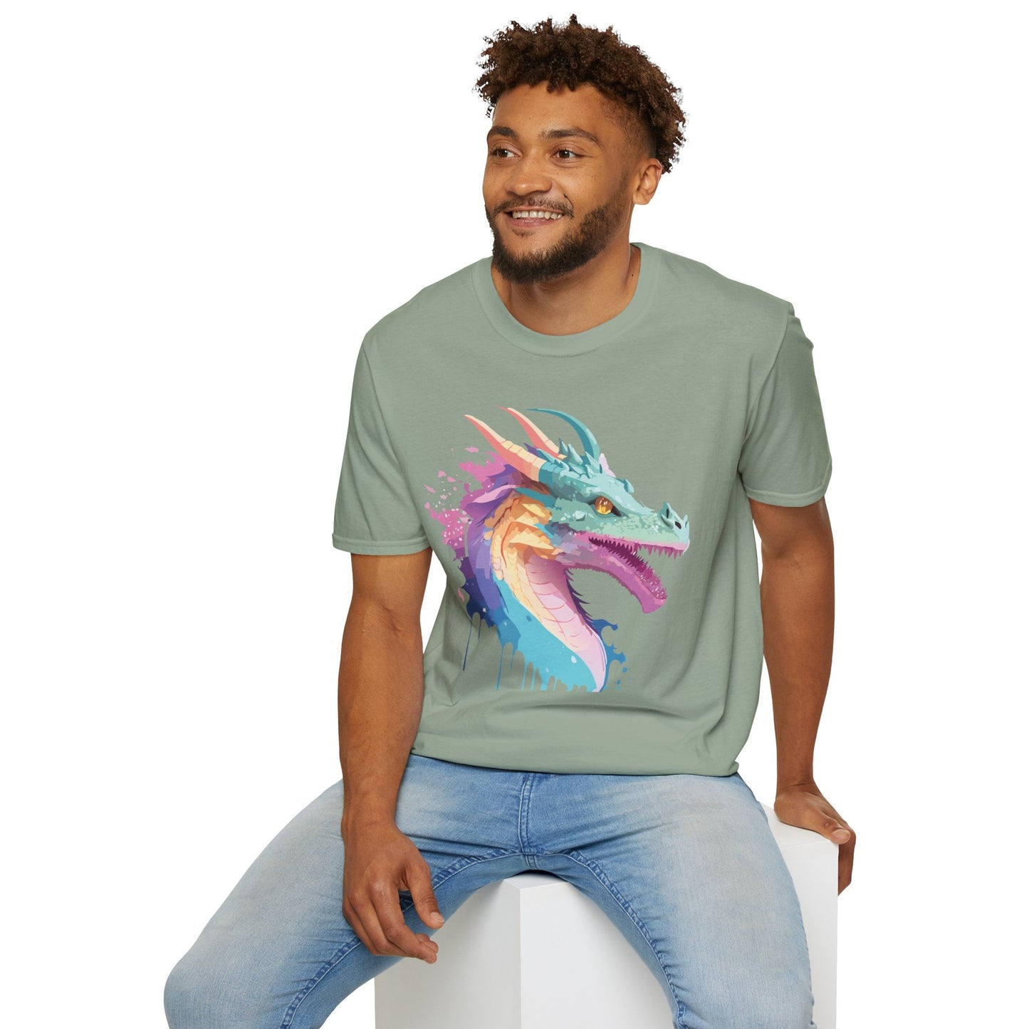 Dragon Graphic Tee Unisex Short Sleeve Dragon Shirt With Animal Design Gildan SoftStyle 64000