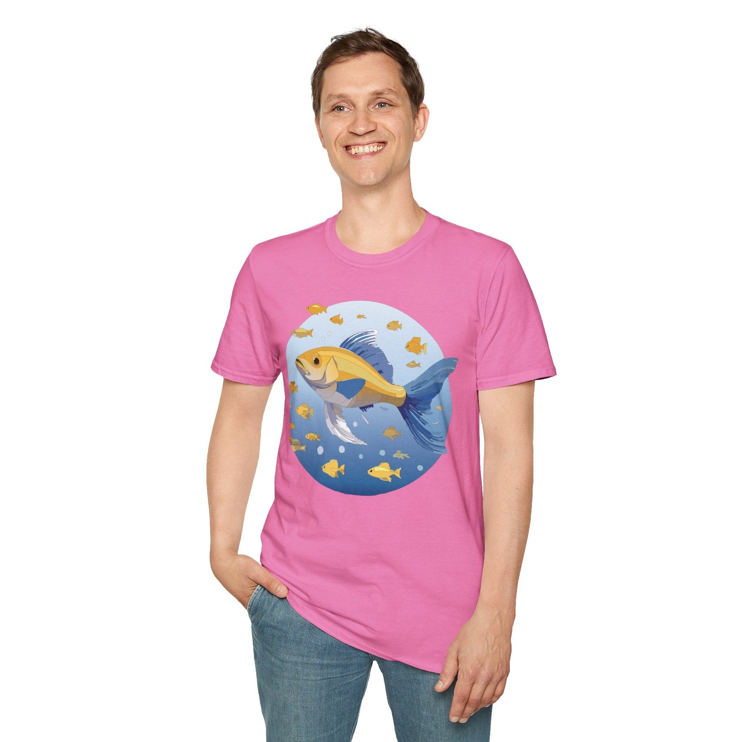 Fish Art Graphic Tee Shirt For Men And Women Unisex Cotton Softstyle Tee With Fish Artwork Design