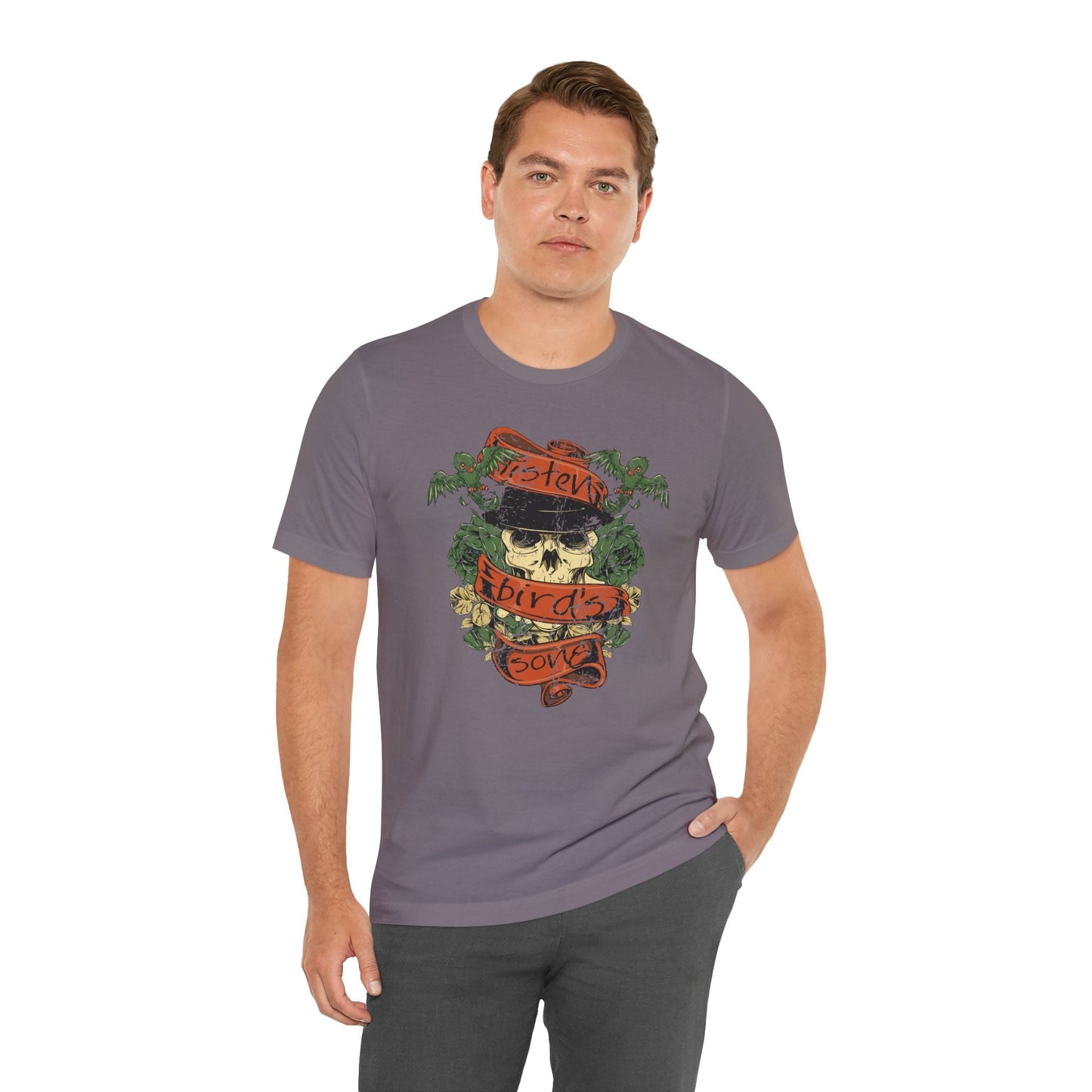 Skull Floral Tattoo Style Graphic Design Unisex Cotton T-Shirt Art-38