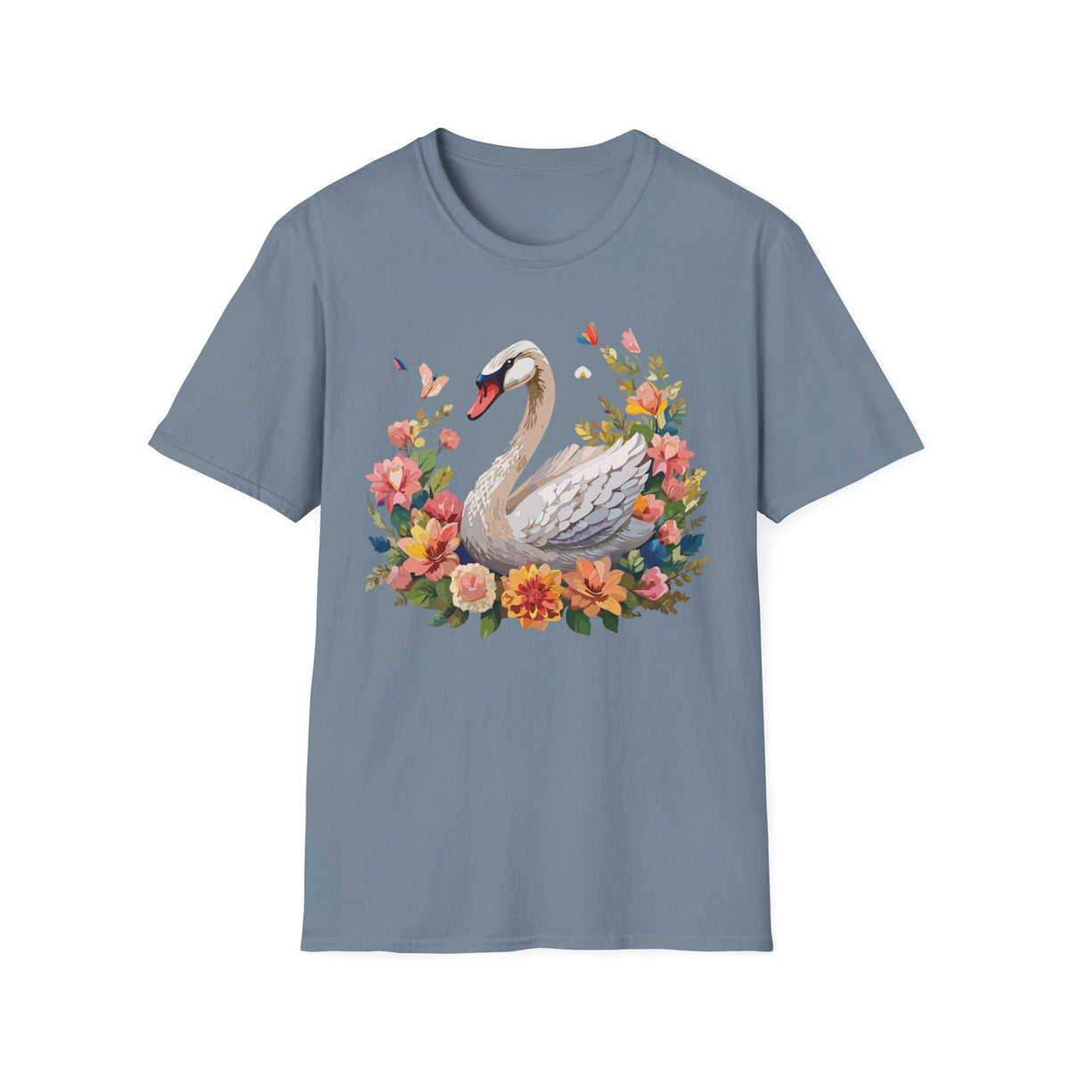 Floral Swan T-Shirt | Swan Illustration Tee, Floral Bird Shirt