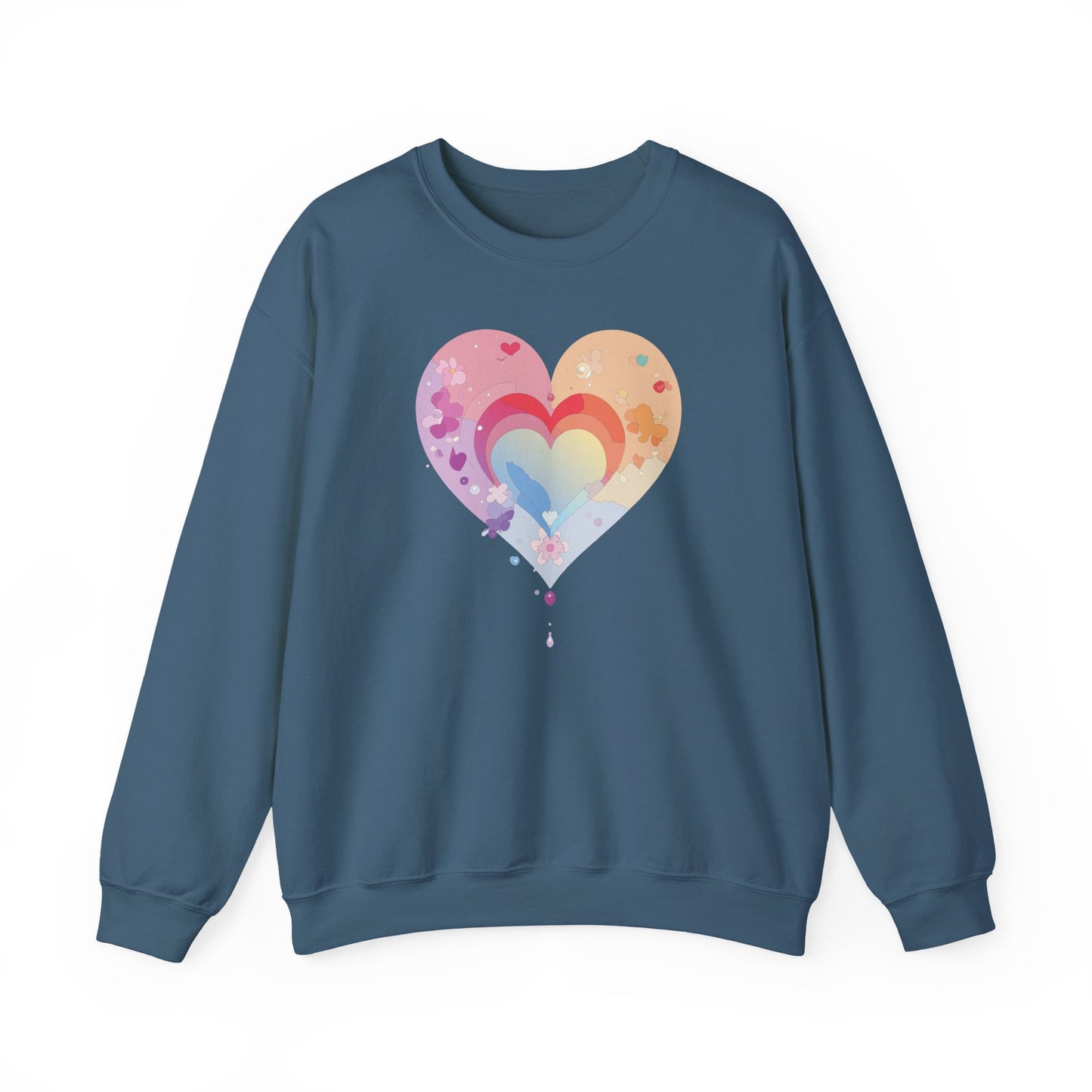 Rainbow Heart Sweatshirt, Floral Heart Sweatshirt, Floral Love Sweatshirt, Valentine's Day Sweatshirt, Rainbow Heart Floral Sweatshirt 114