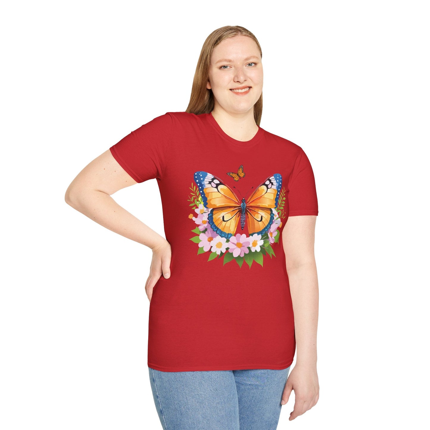 Butterfly Shirt Unisex Cotton Tee Monarch Butterfly Design Gildan Softstyle 64000 Short Sleeve