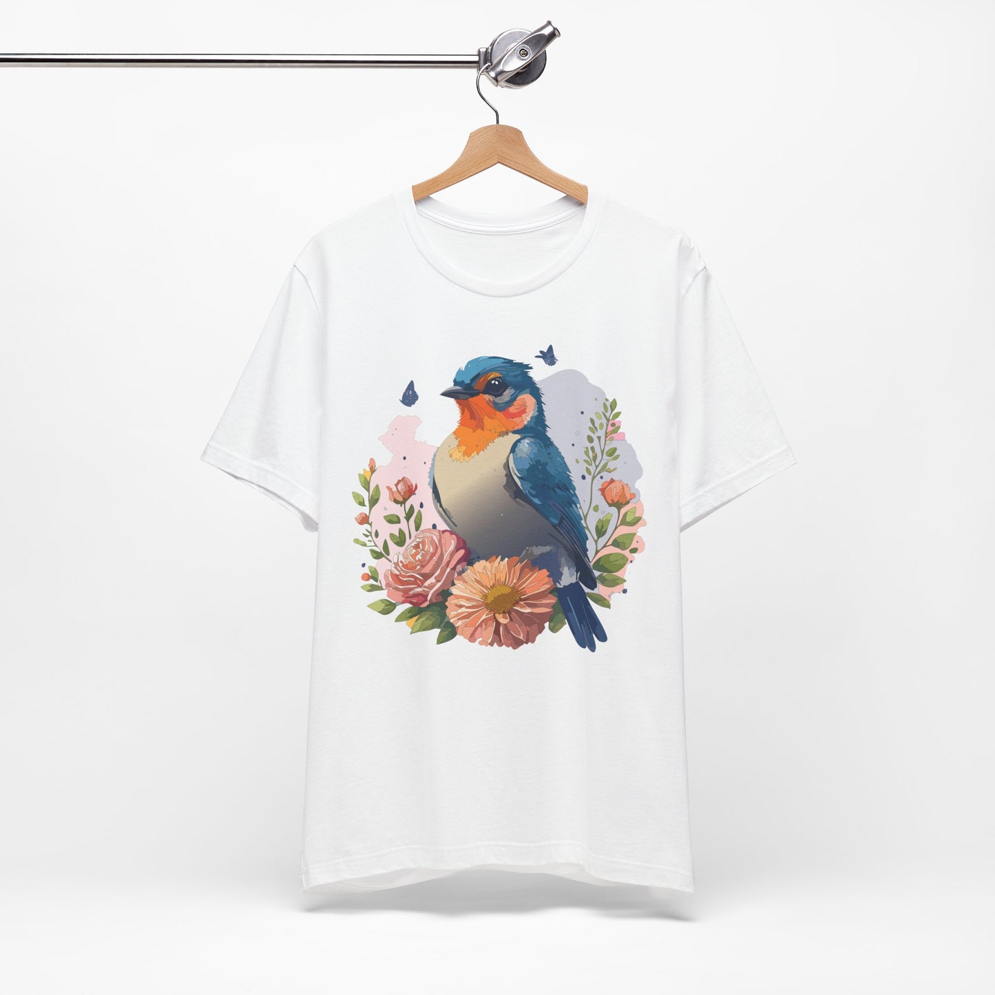 Floral Bird Tee, Animal Shirt, Bird Shirt, Floral Tee, Flower T-shirt, T-Shirt with Animal