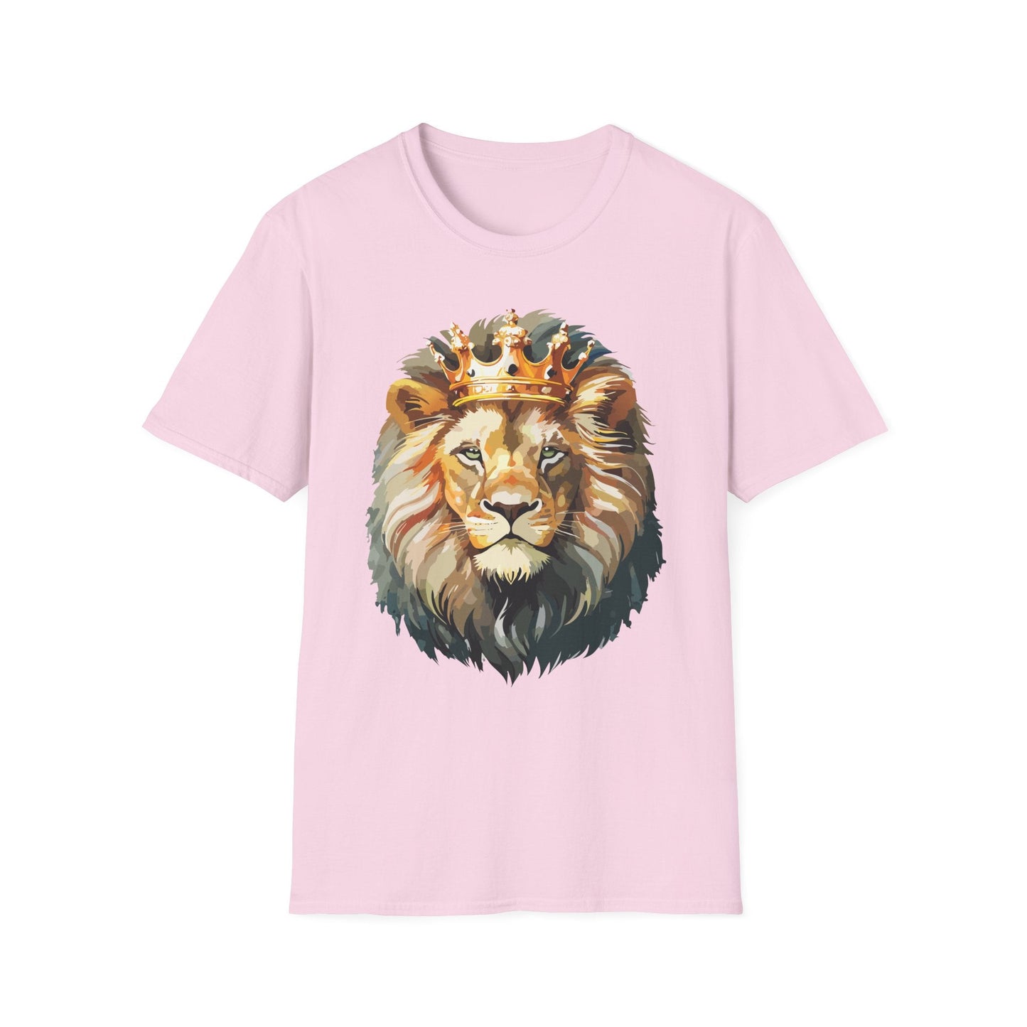 Unisex Lion Print T Shirt Softstyle 64000 One Hundred Percent Ring Spun Cotton