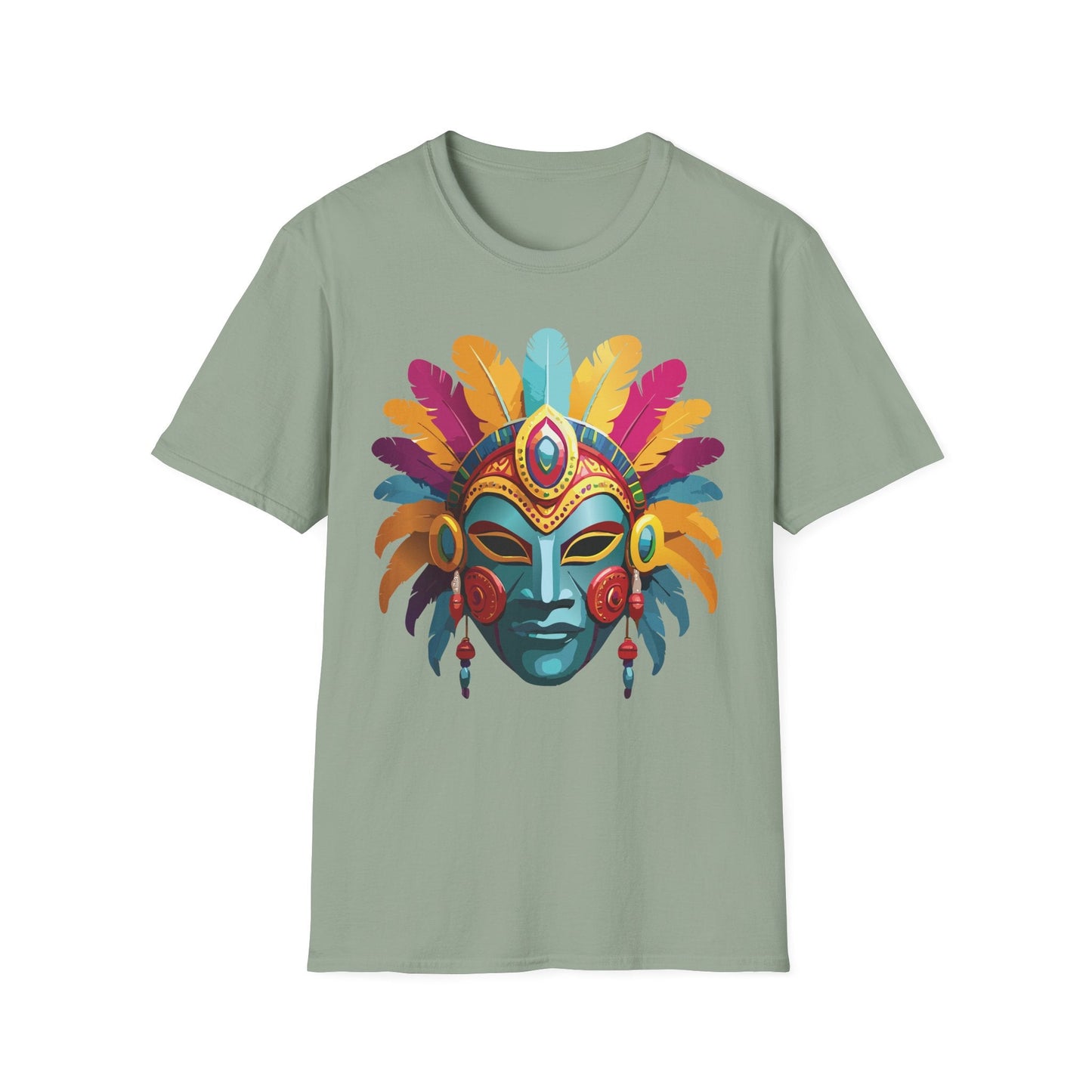 Mask Tee Shirt Unisex Short Sleeve Graphic Tee Masquerade Design 100 Percent Ring Spun Cotton