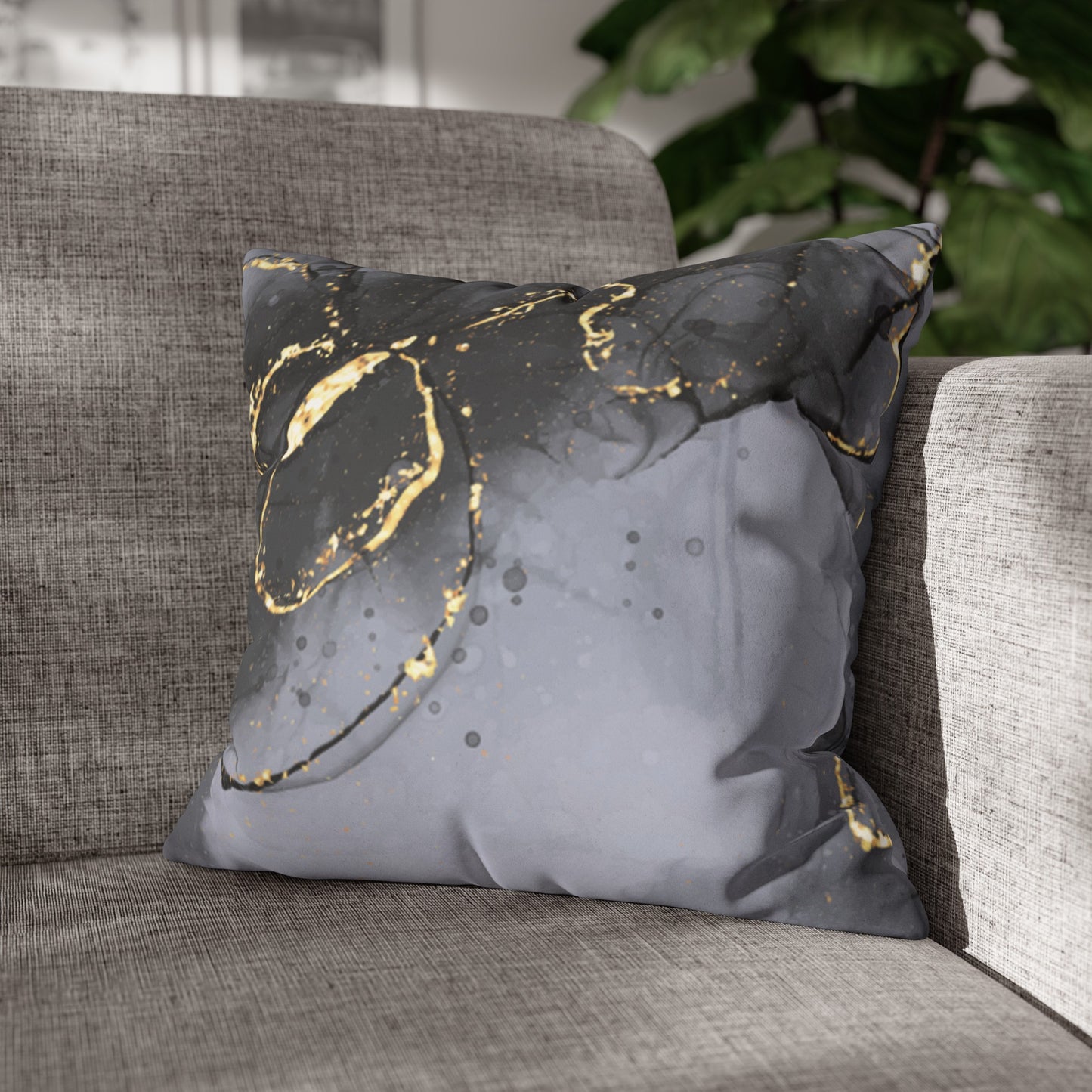 Faux Suede Pillowcase with Abstract print