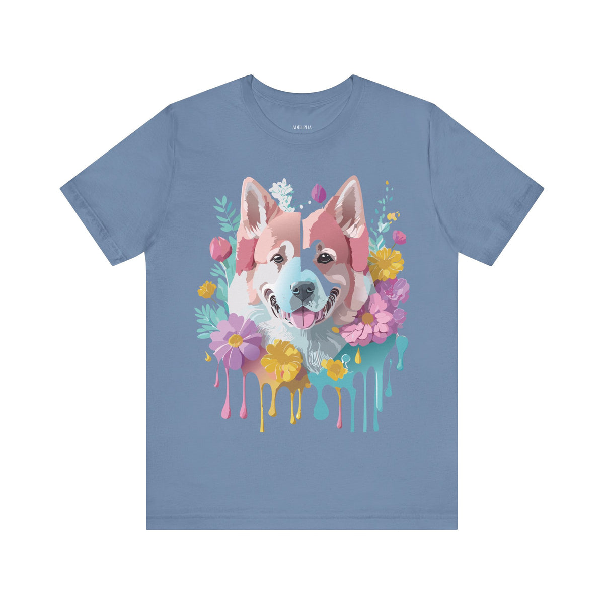 Dog Graphic Unisex Cotton Bella+Canvas Tee with Art Animal Design e121