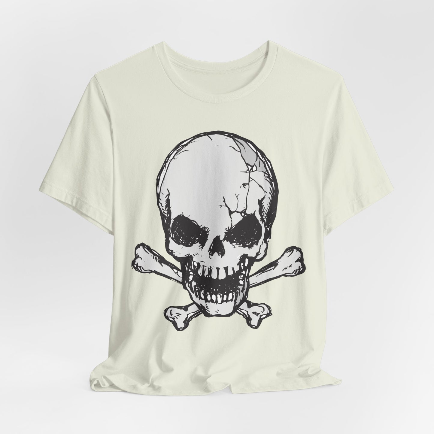 Grey Skull Graphic Design Tee, Skull Shirt, Vintage Tees, Art Design T-Shirt, Vintage Graphic Tee, Art Shirts with Skulls