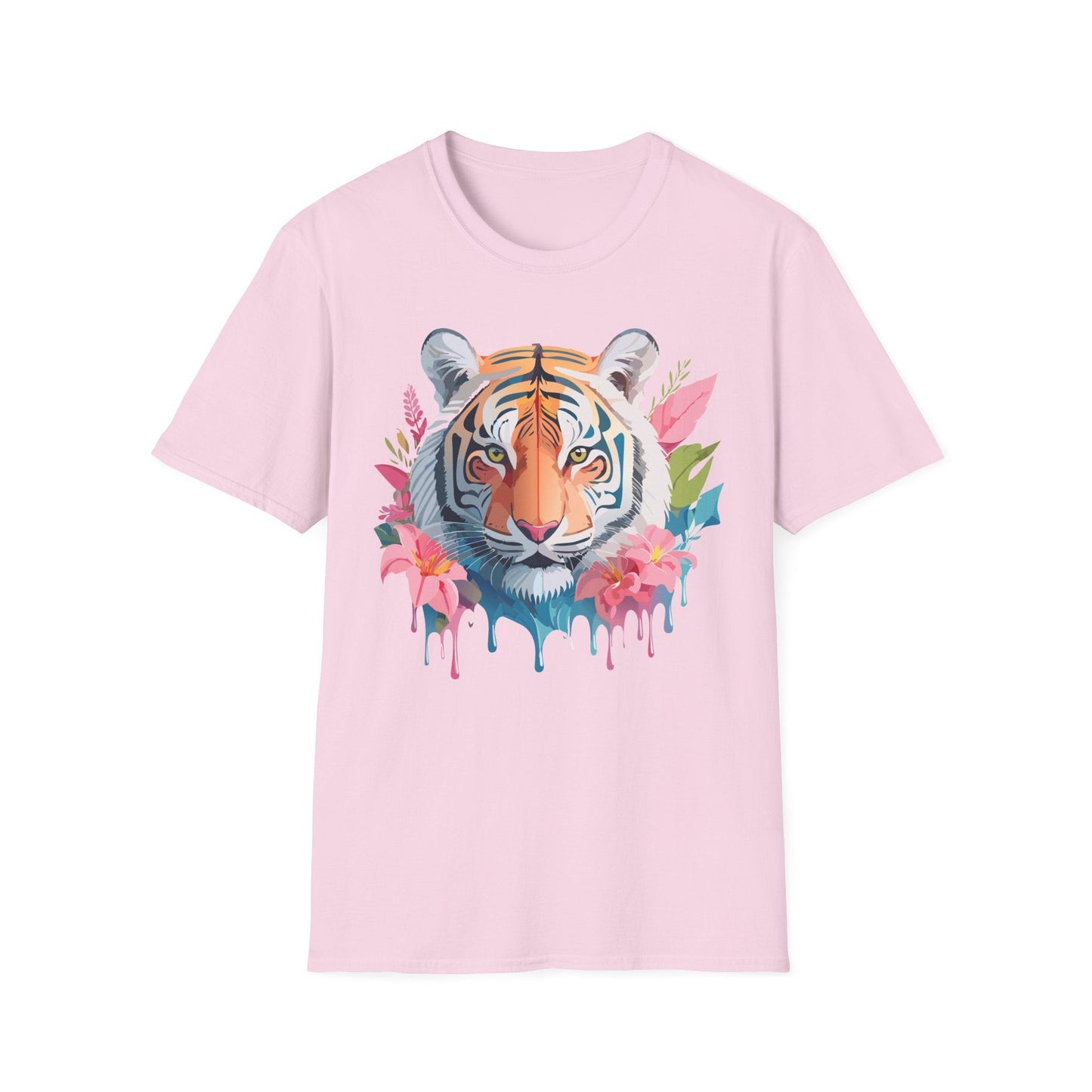 Tiger Print Unisex Softstyle T Shirt Short Sleeve Gildan 64000 Tee