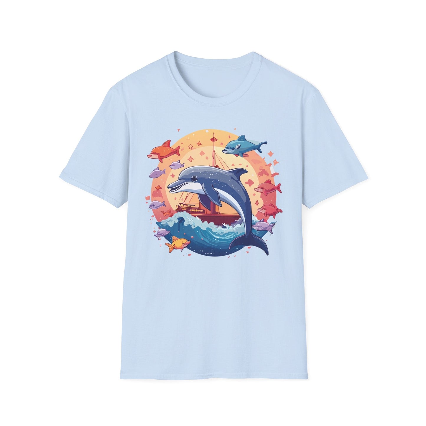Dolphin Shirt Unisex Softstyle Cotton Tee 100 Percent Ring Spun Lightweight Breathable