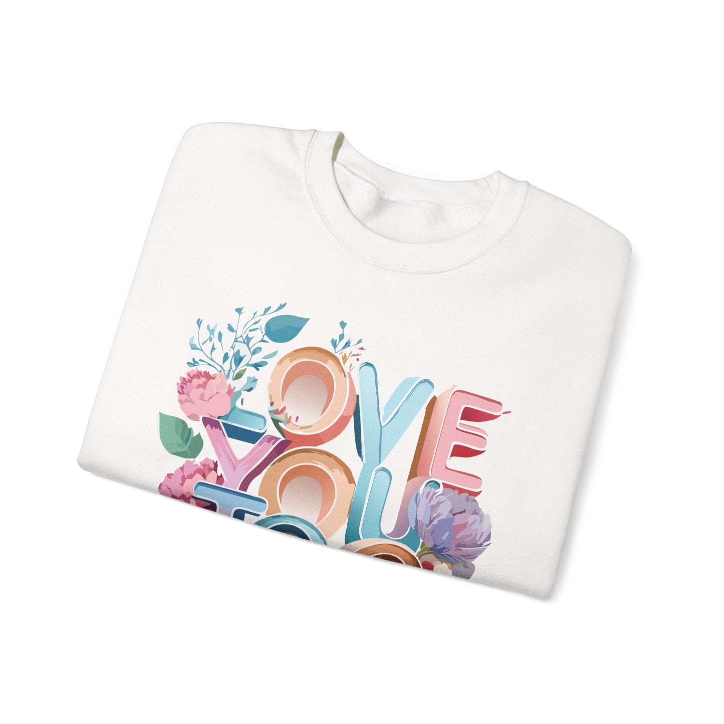 Floral Love Sweatshirt Valentines Day Unisex Crewneck Gildan 18000 Heavy Blend Warm