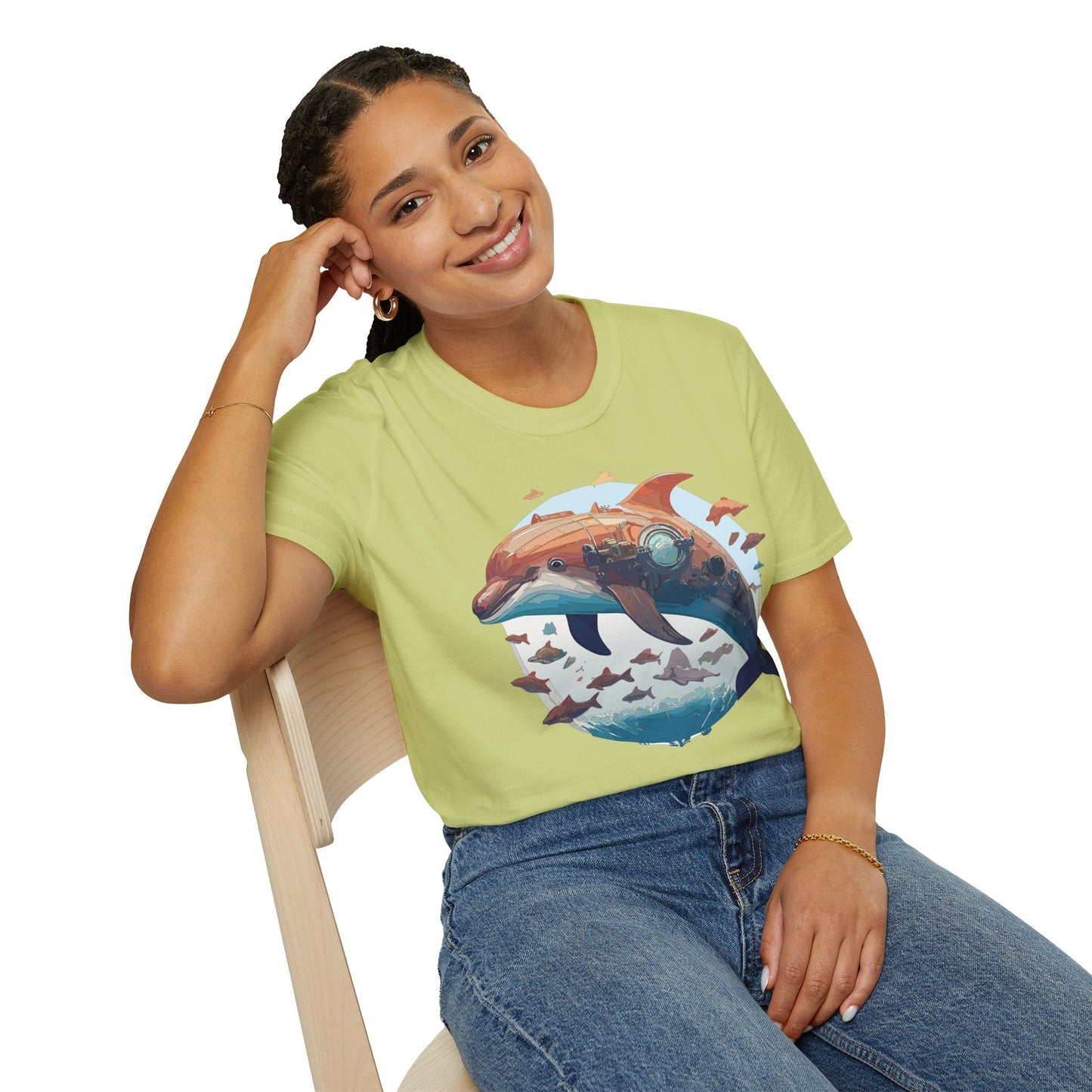 Unisex Dolphin Shirt Softstyle Tee Gildan 64000 Ring Spun Cotton Animal Graphic Design