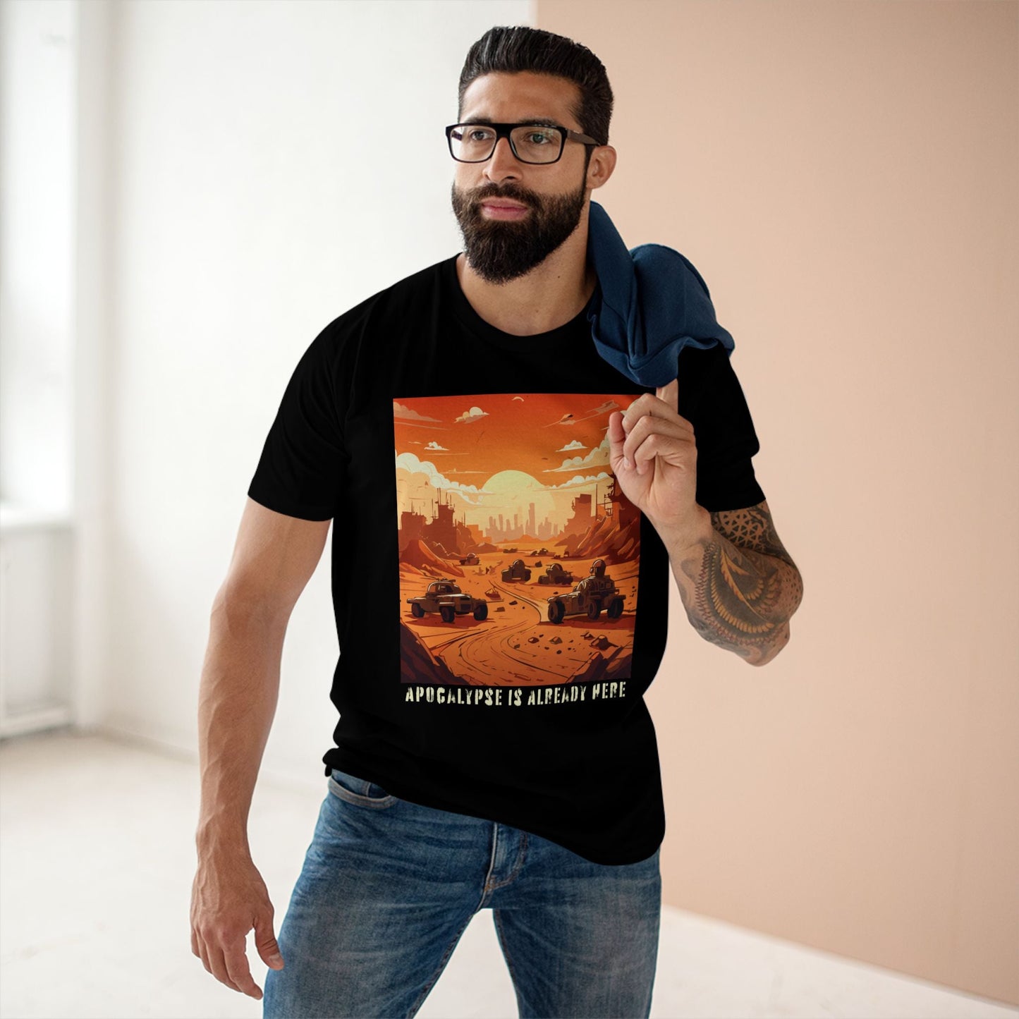 Retro2Nova Cataclysm Doomsday Unisex Premium Cotton Tee With Original Art Design