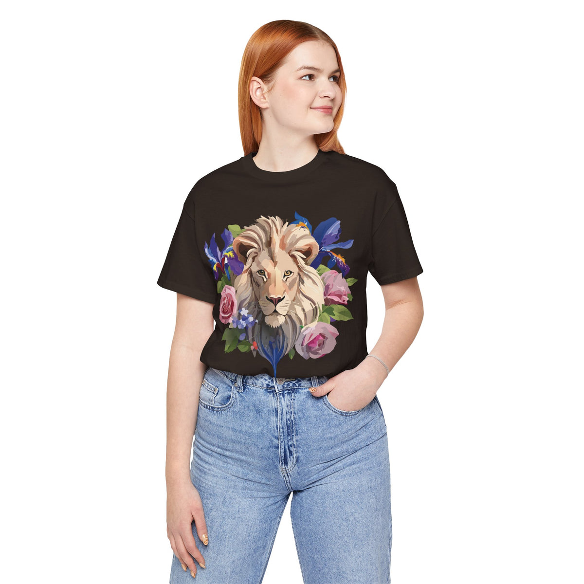 Lion Graphic Unisex Cotton Bella+Canvas Tee with Art Animal Design e319