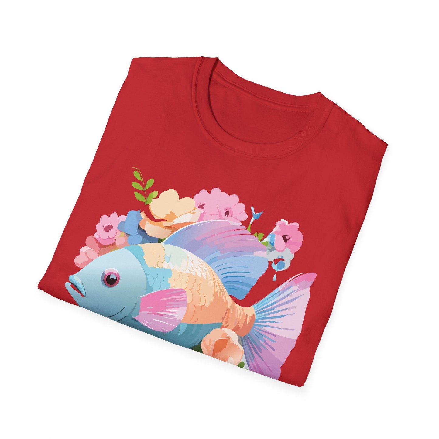 Fish Art Design Graphic Tee Unisex Short Sleeve T Shirt With Fish Artwork Premium Cotton