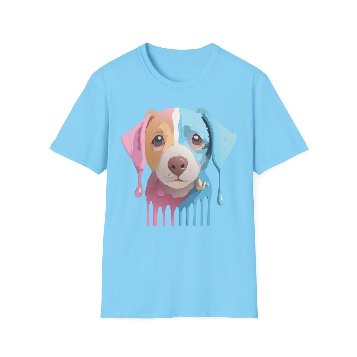 Colorful Drip Puppy Portrait T-Shirt | Pastel Pop Dog Tee