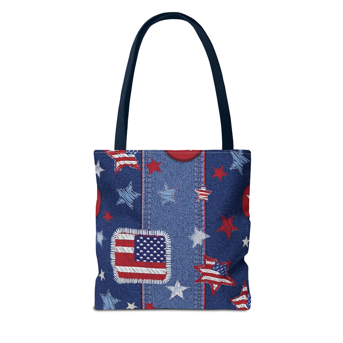 4th of July Graphic Denim Fabric Imitation Print Unisex Canvas Bag Poly Spun 3 Sizes Tote Bag 200-13