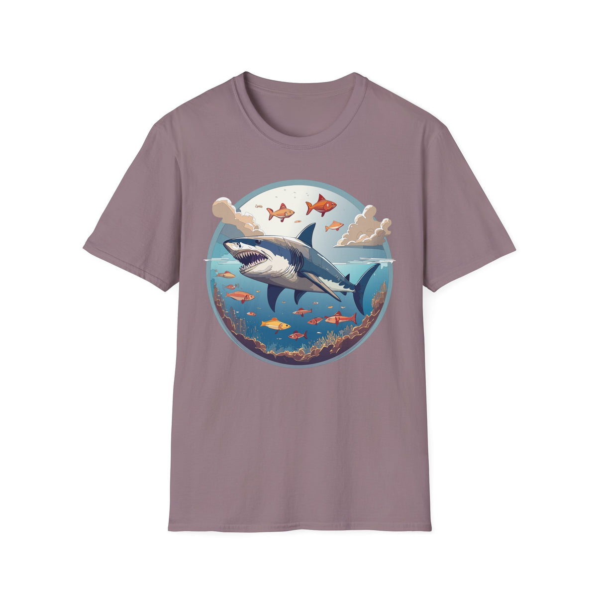 Great White Shark Ocean Scene T-Shirt | Shark Graphic Tee, Marine Life Art
