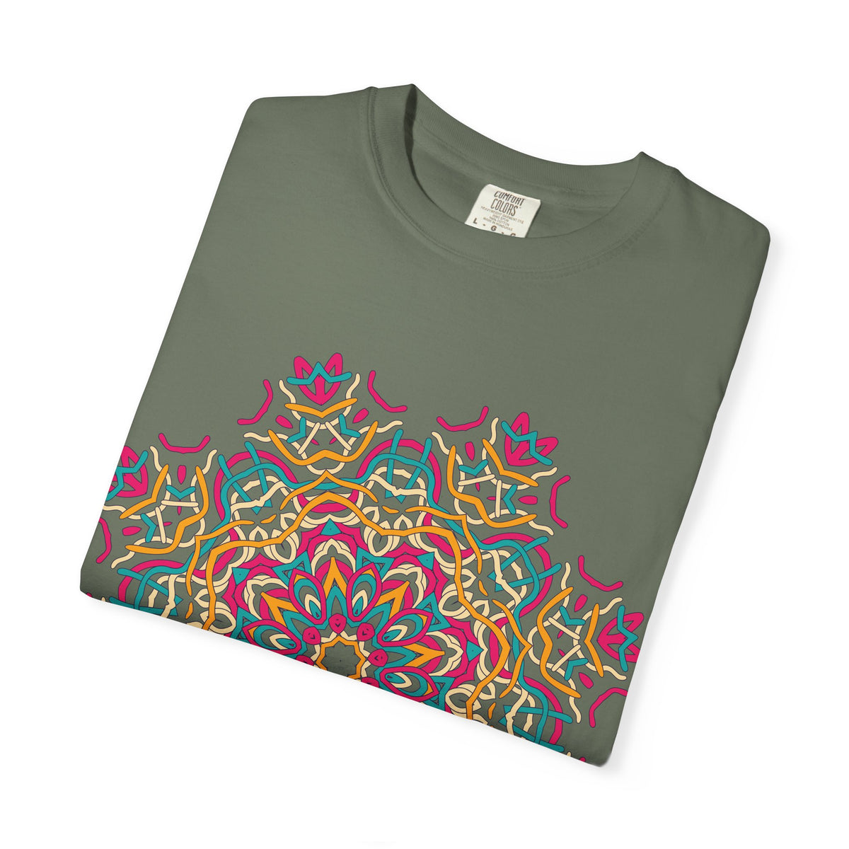 Unisex Garment Dyed Cotton T-Shirt with Mandala Graphic Design