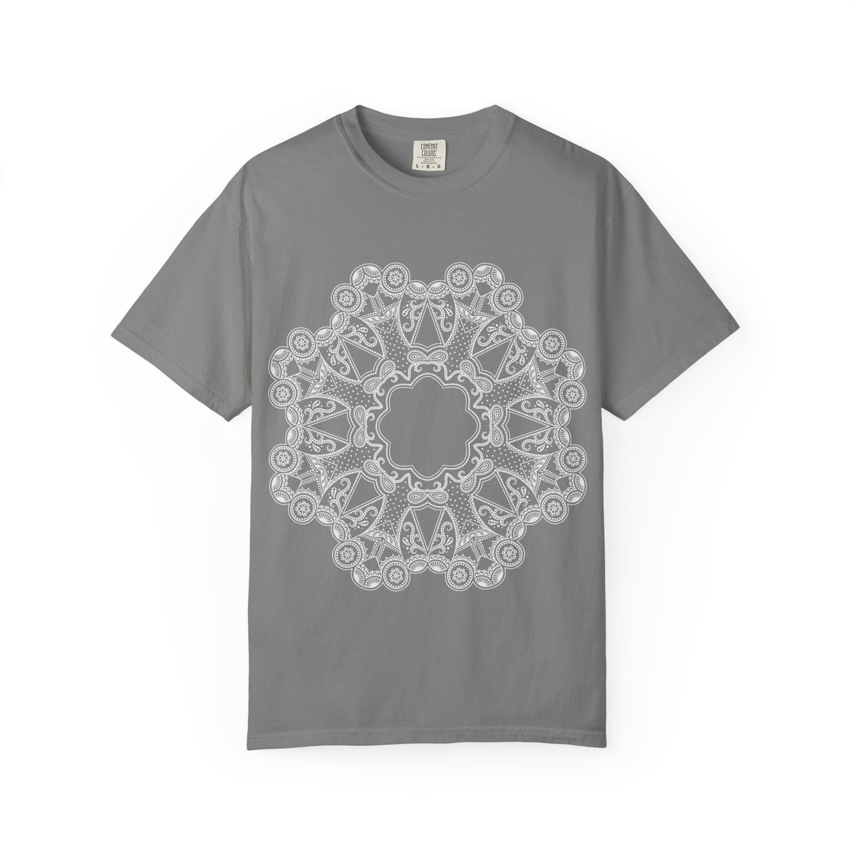Unisex Garment Dyed Cotton T-Shirt with Mandala Graphic Design