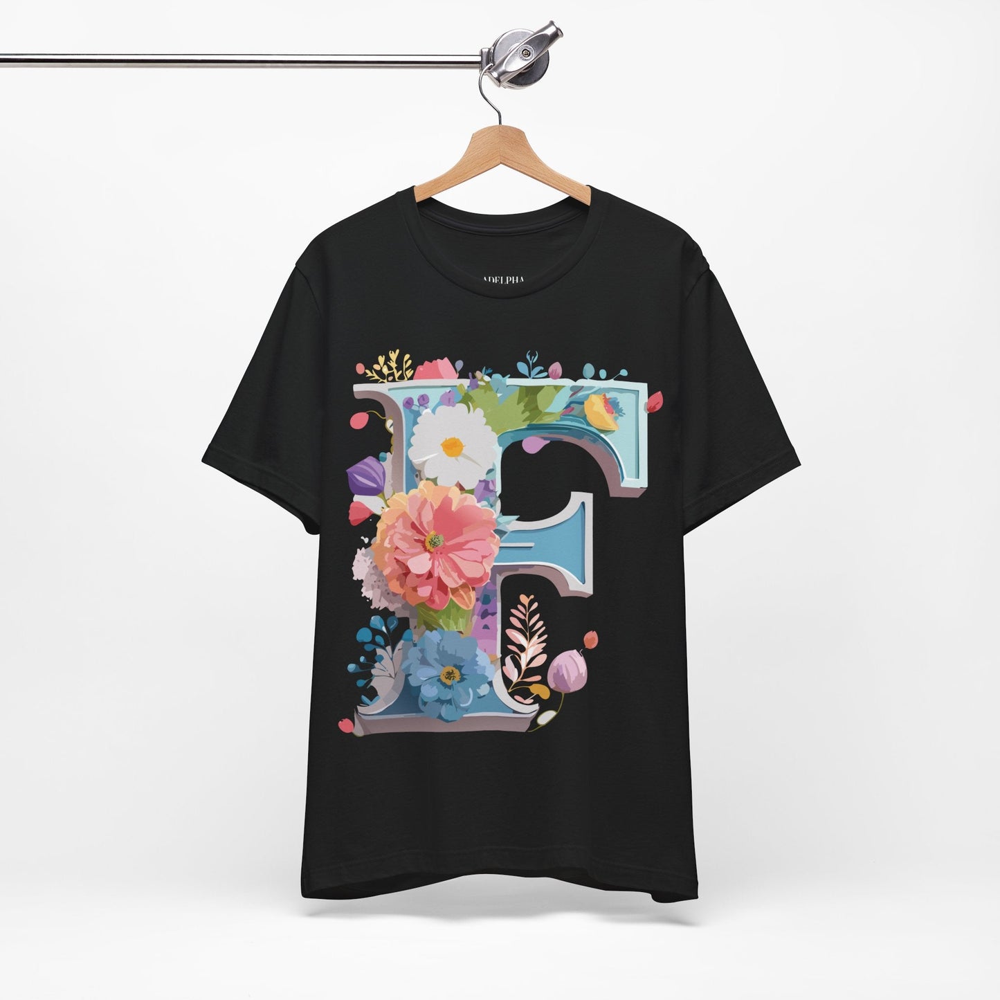 Letter F Shirt Graphic Tee Unisex Adelpha Vintage Inspired Art Design Short Sleeve