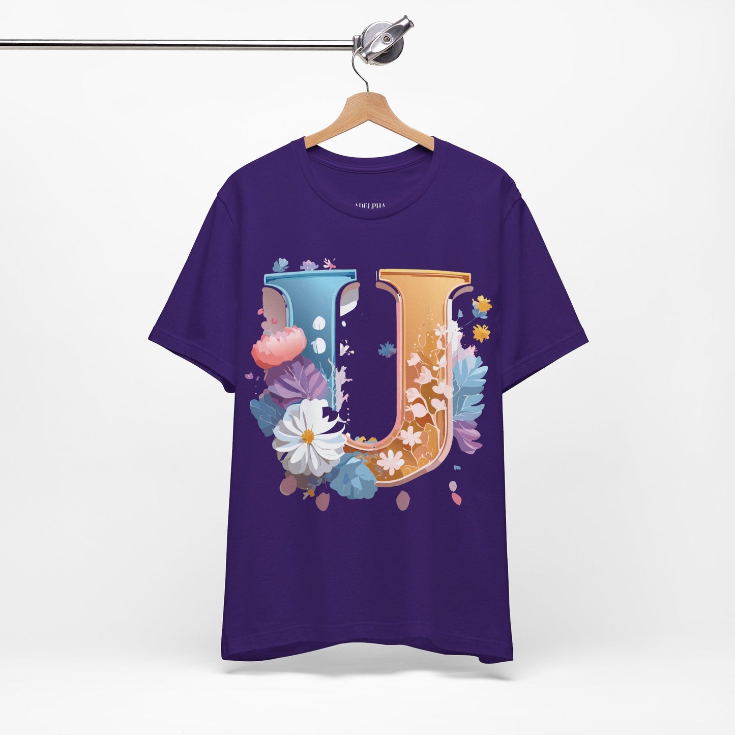 Letter U Graphic Tee Unisex Jersey Short Sleeve Premium Adelpha Art Design Shirt