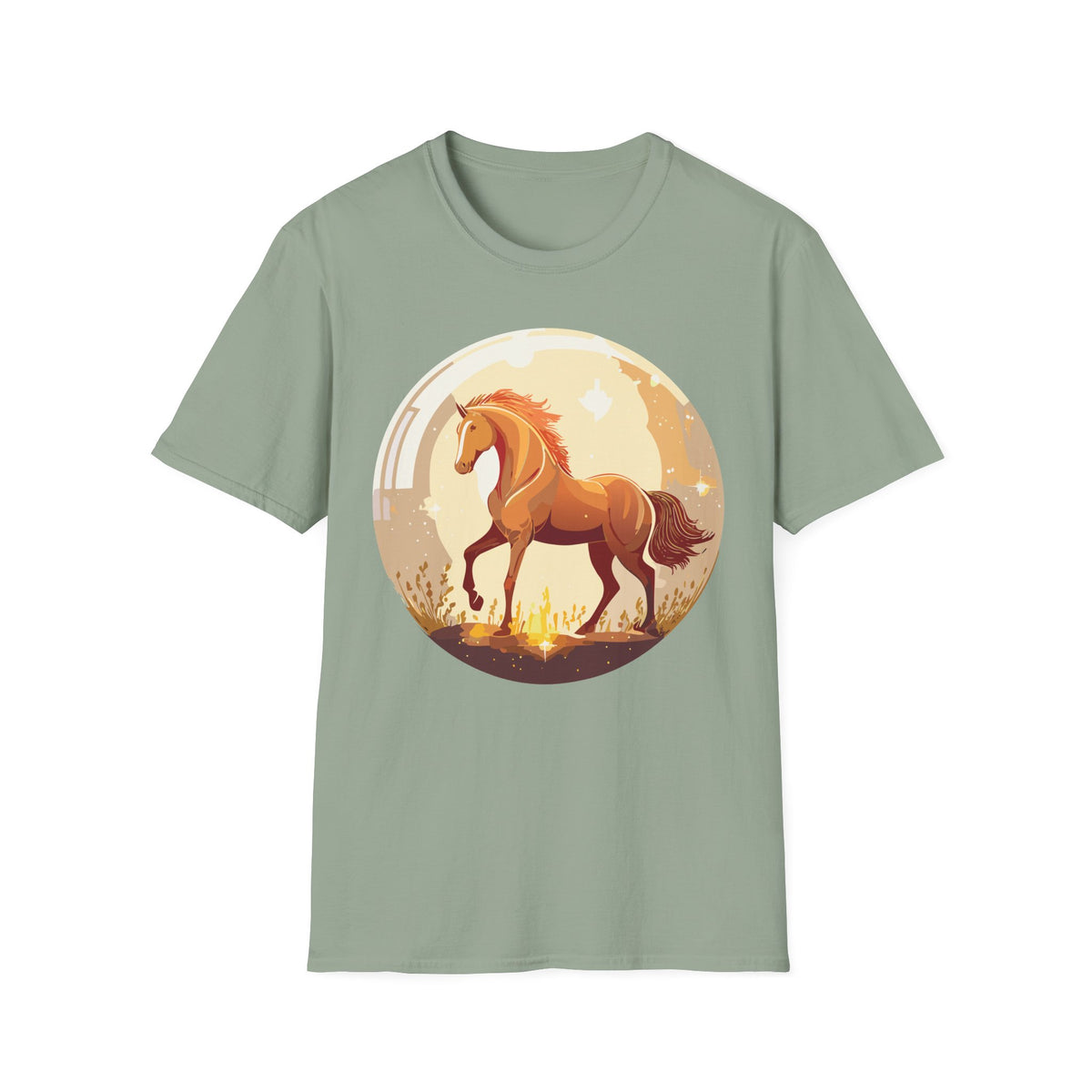 Sunset Chestnut Horse T-Shirt | Galloping Horse Graphic Tee