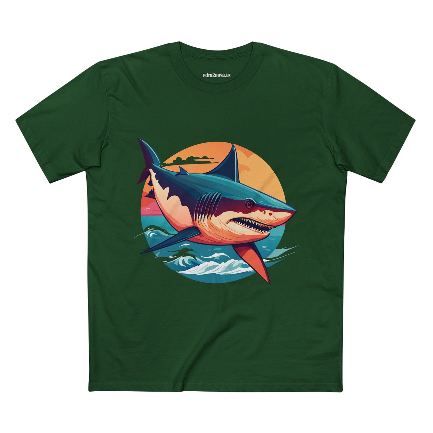 Shark Animal Shirt Unisex Premium Cotton Tee With Original Art Design by Retro2Nova Art Collection Series