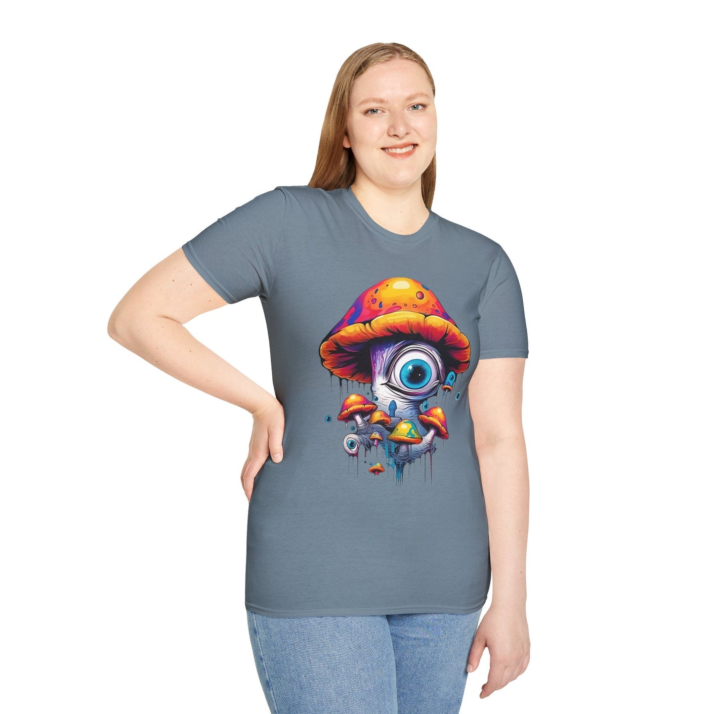 Funny Mashroom Graphic Unisex Softstyle Cotton With Cartoon Illustration Design 23