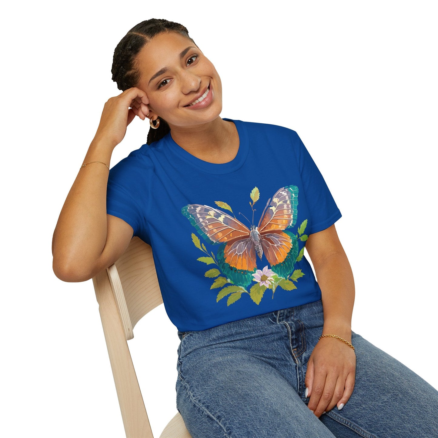 Unisex Butterfly Shirt With Monarch Design Cotton Tee Gildan 64000 Softstyle Comfort