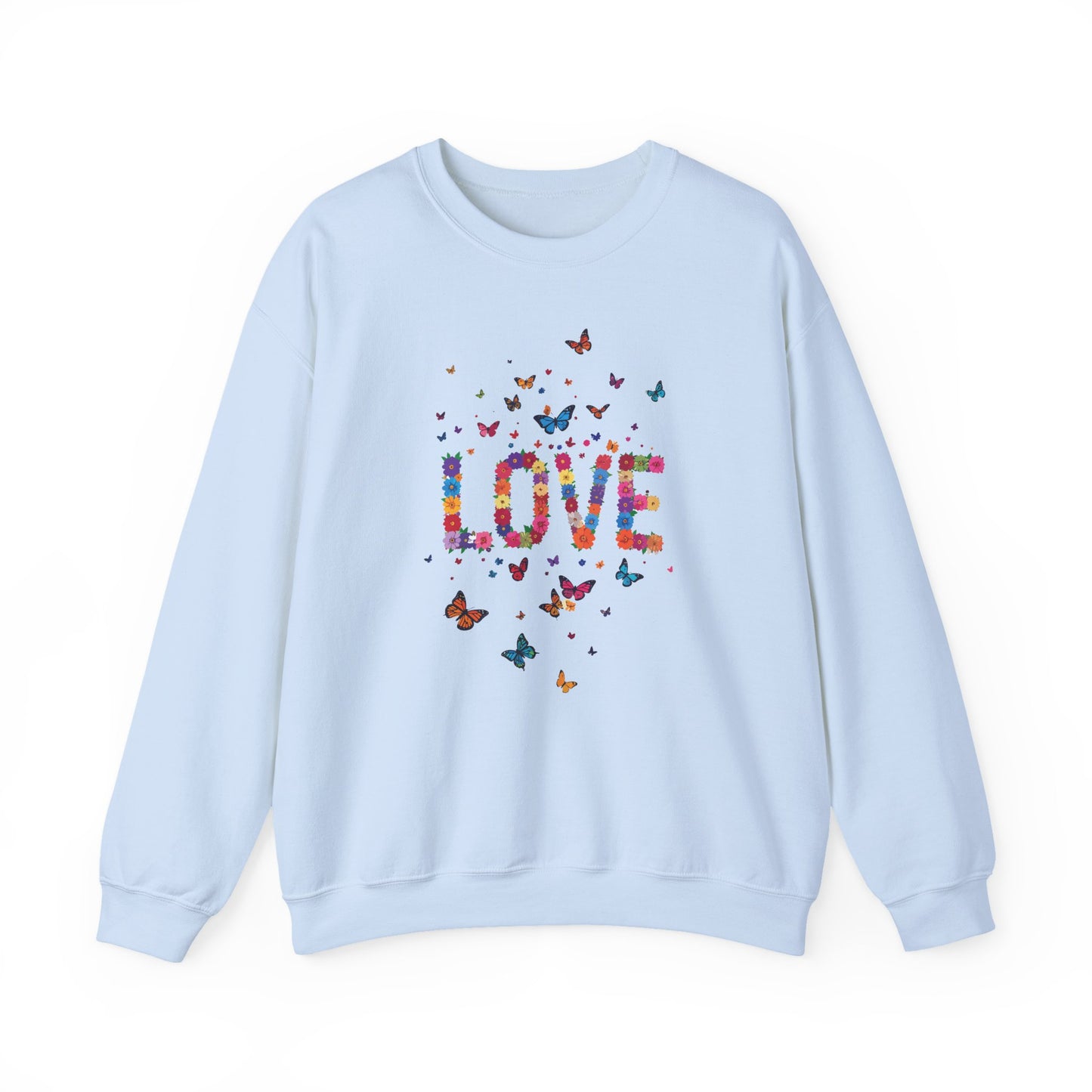 Unisex Floral Love Sweatshirt, Love Floral Sweatshirt, Floral Butterfly Sweatshirt, 50/50 Cotton-Poly Valentine's Day Sweatshirt 06