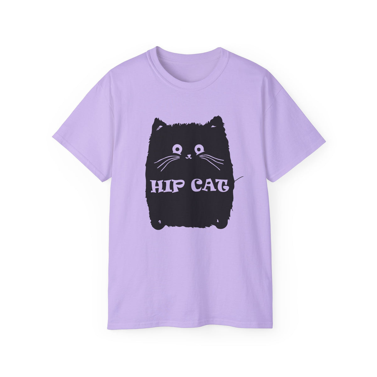 Hip Cat Graphic Tee | Cute Black Cat Illustration, Retro Typography