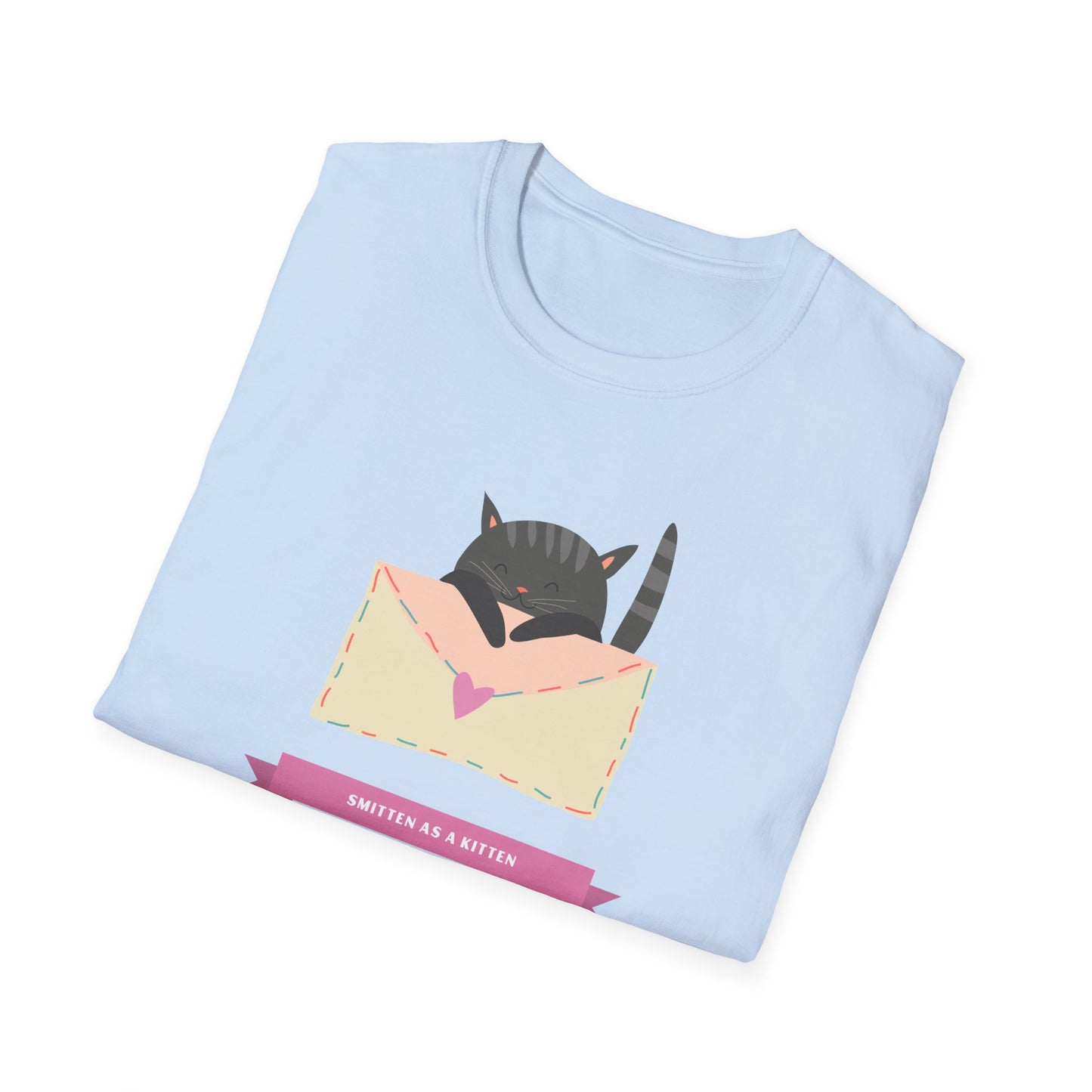 Cat Heart T-Shirt, T-Shirt with Love Cat, Valentine Day Tees with Animals, Unisex Cotton Tee with Art Design 34