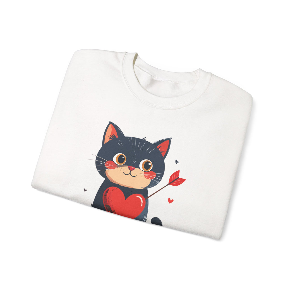 Cat Heart Sweatshirt, Heart Sweatshirt, Cat Sweatshirt, Valentine's Day Sweatshirt, 50/50 Cotton-Poly Animal Sweatshirt 108