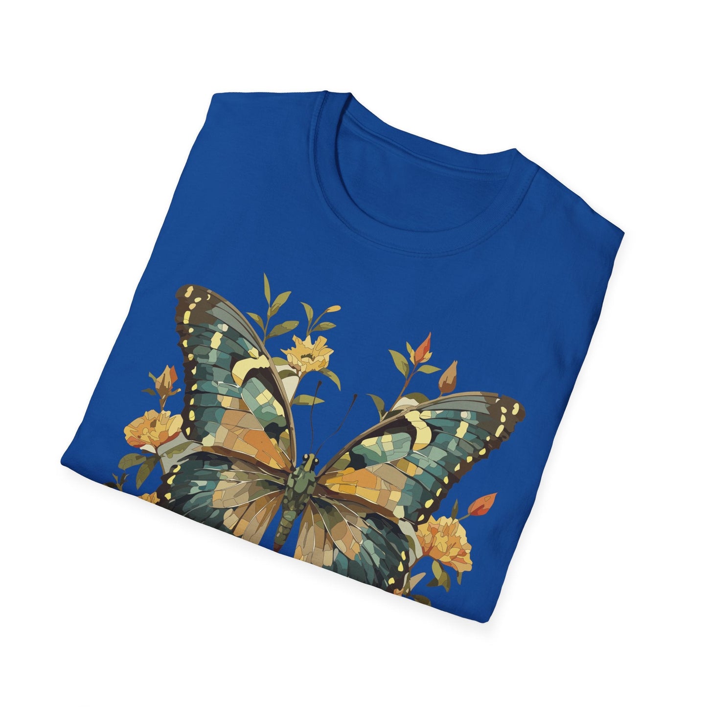 Butterfly Print T Shirt Unisex Monarch Shirt Gildan Softstyle 64000 Ring Spun Cotton