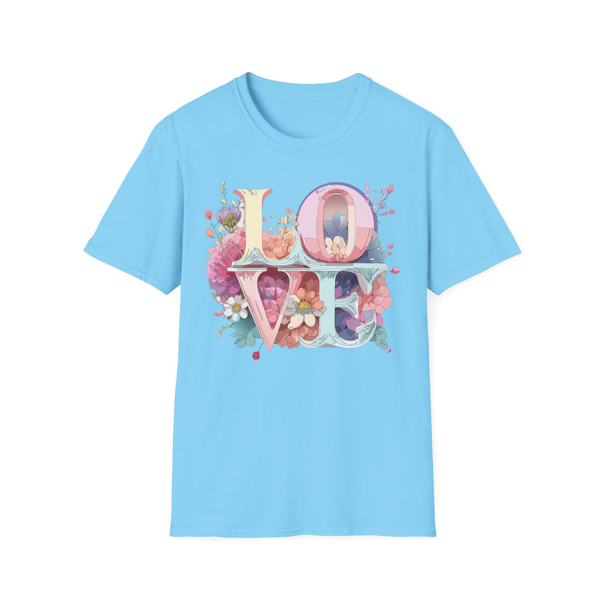 LOVE floral letter tee, T-Shirt | pastel bloom typography