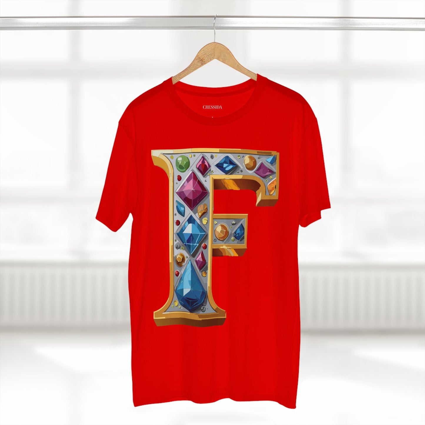 Letter F Graphic Design Tee Unisex 100 Cotton With Antique Gold Letters Artwork T-Shirt
