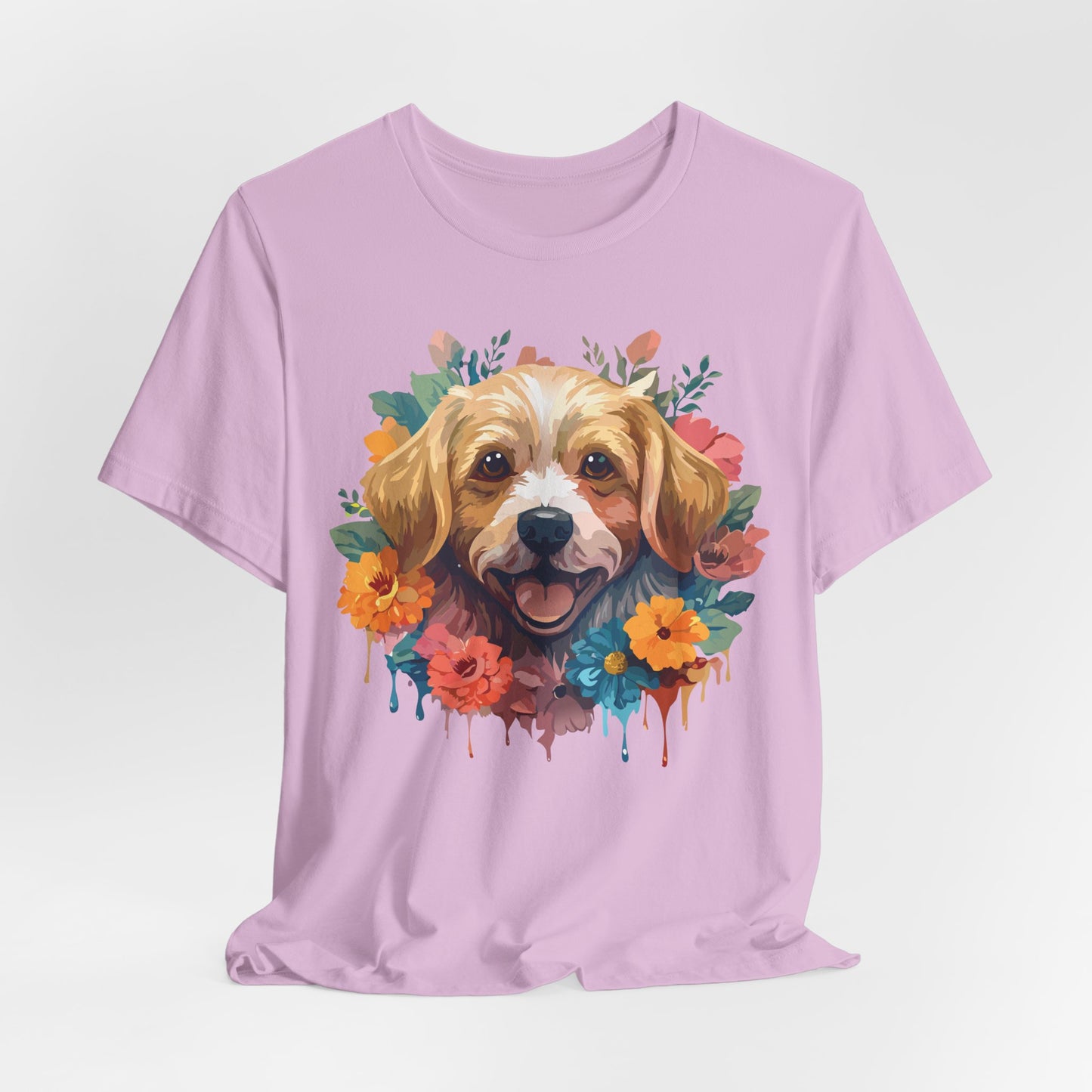 Floral Dog Tee, Animal Shirt, Dog Shirt, Floral Tee, Flower T-shirt, T-Shirt with Animal, Summer Top with Art Design