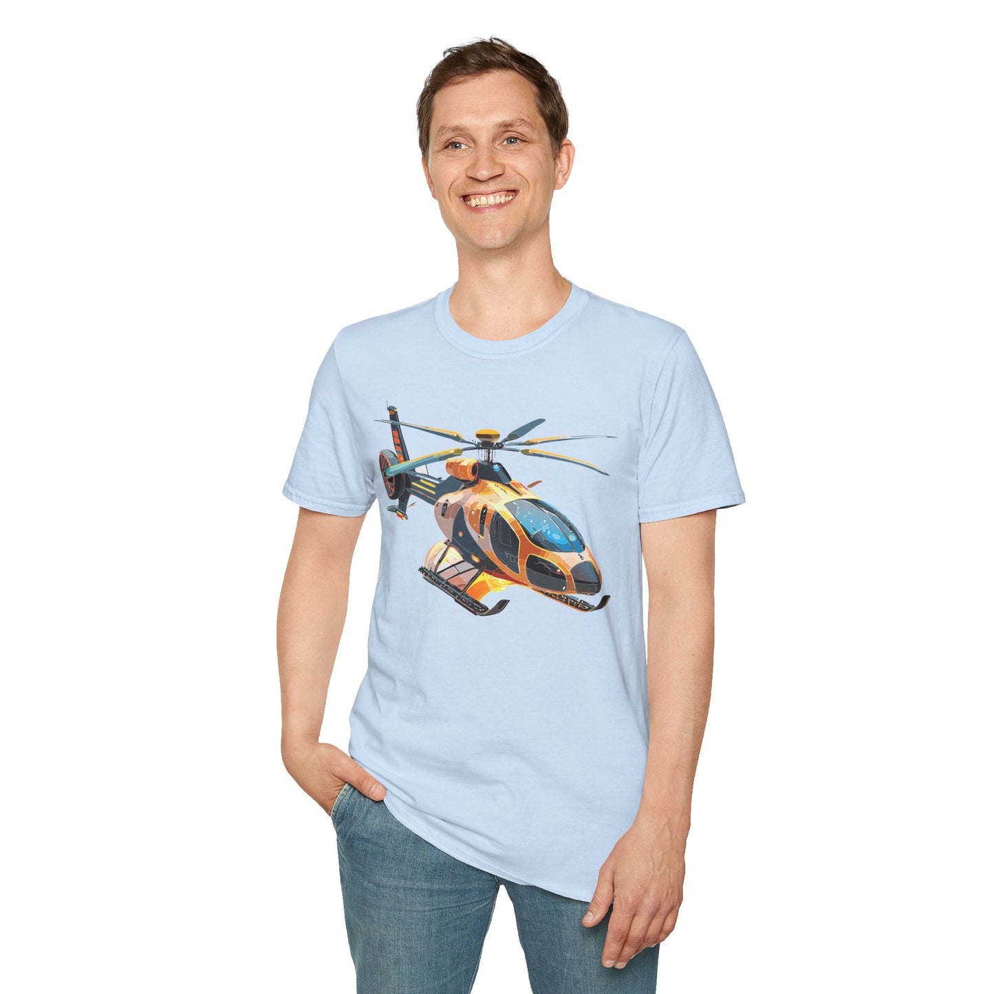 Unisex Helicopter Chopper T Shirt Softstyle 64000 Gildan Durable Lightweight Tee Design