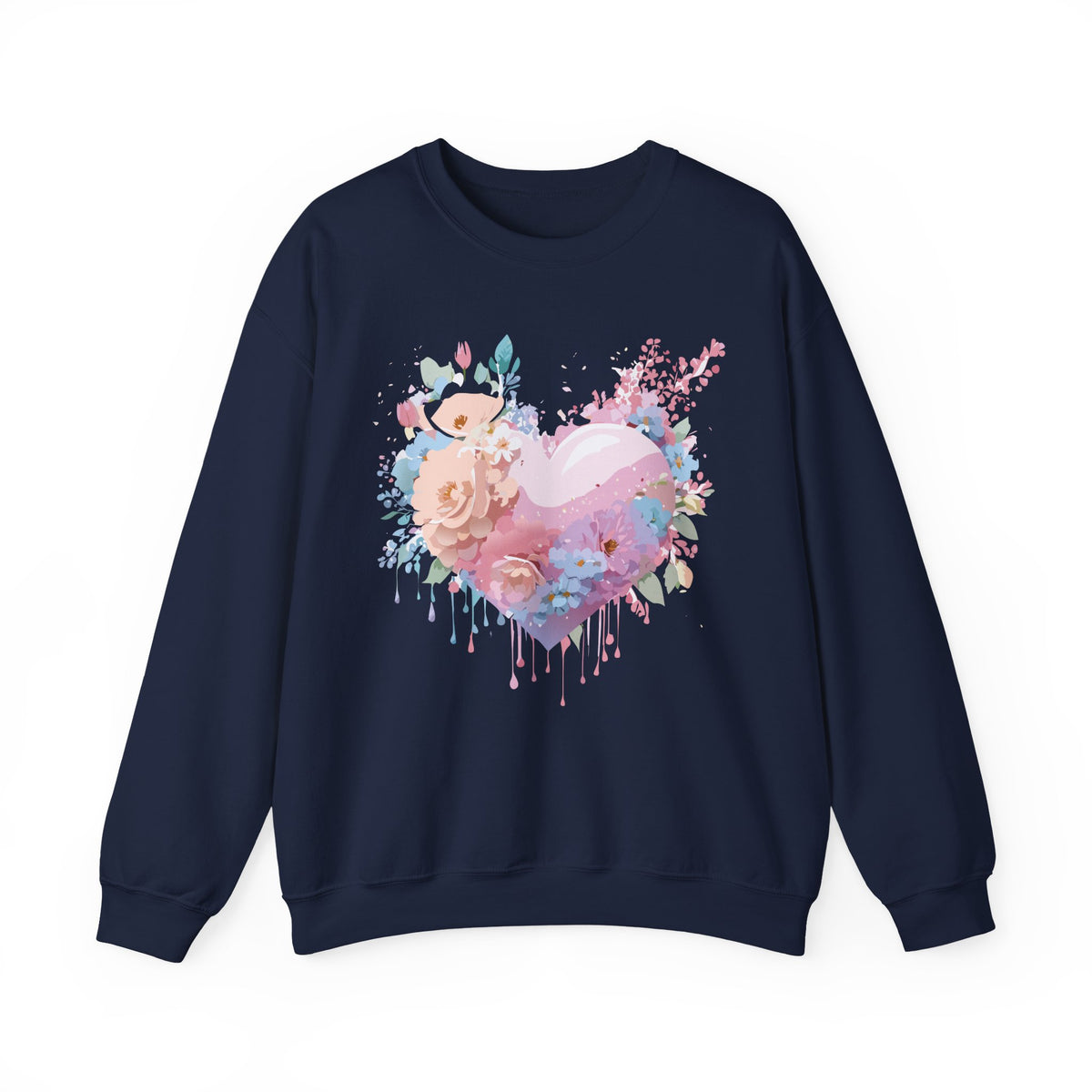 Floral Heart Love Graphic Valentine's Day Sweatshirt Unisex 50/50 Cotton-Poly Sweatshirt w24