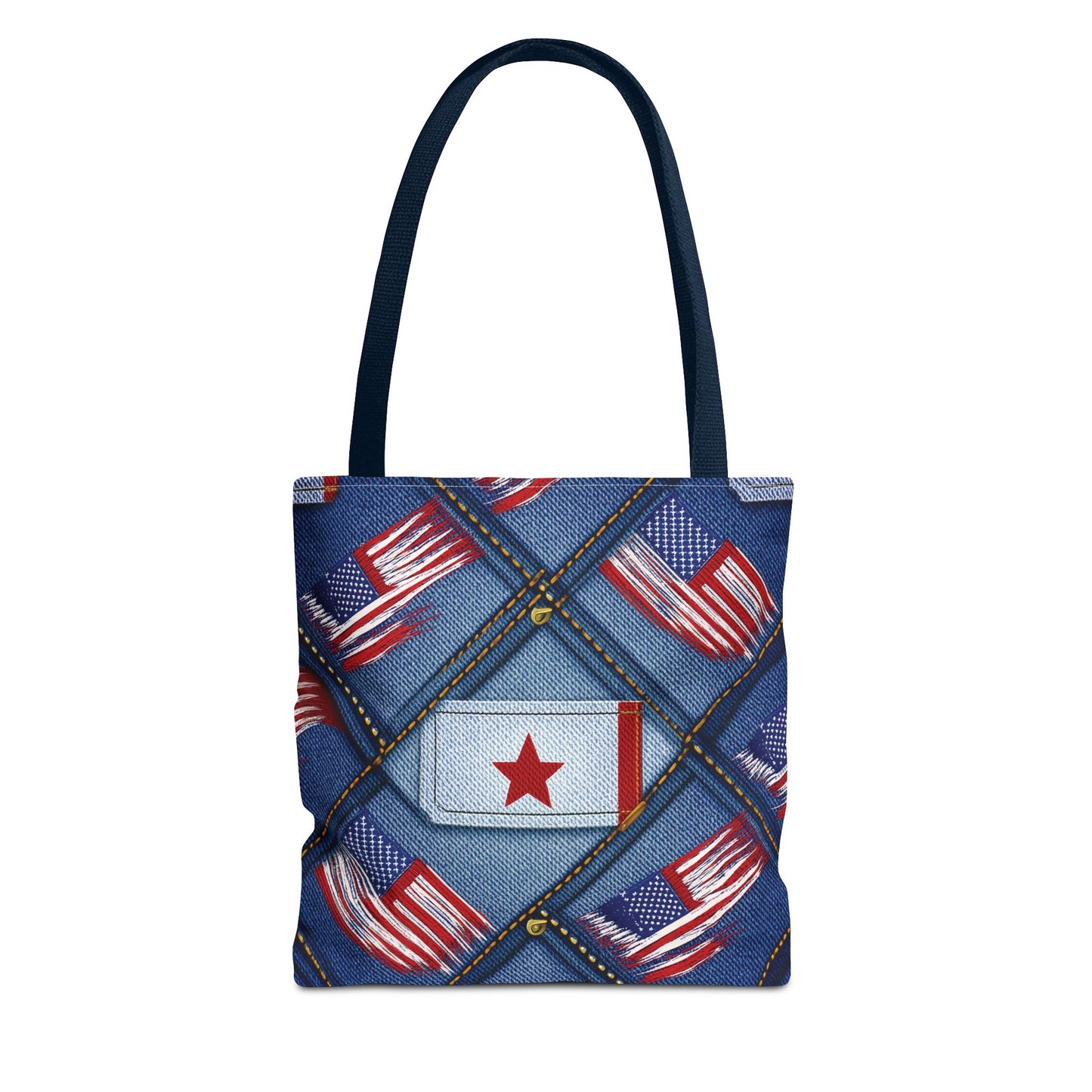4th of July Graphic Denim Fabric Imitation Print Unisex Canvas Bag Poly Spun 3 Sizes Tote Bag 200-7