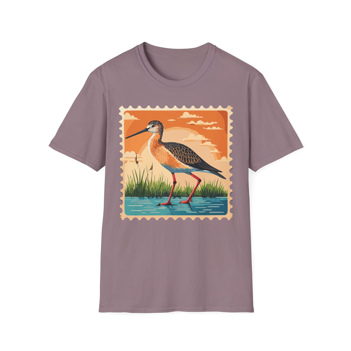 Marsh Bird Illustration T-Shirt | Retro Shorebird Graphic Tee Unisex 100 Cotton Gildan T-Shirt