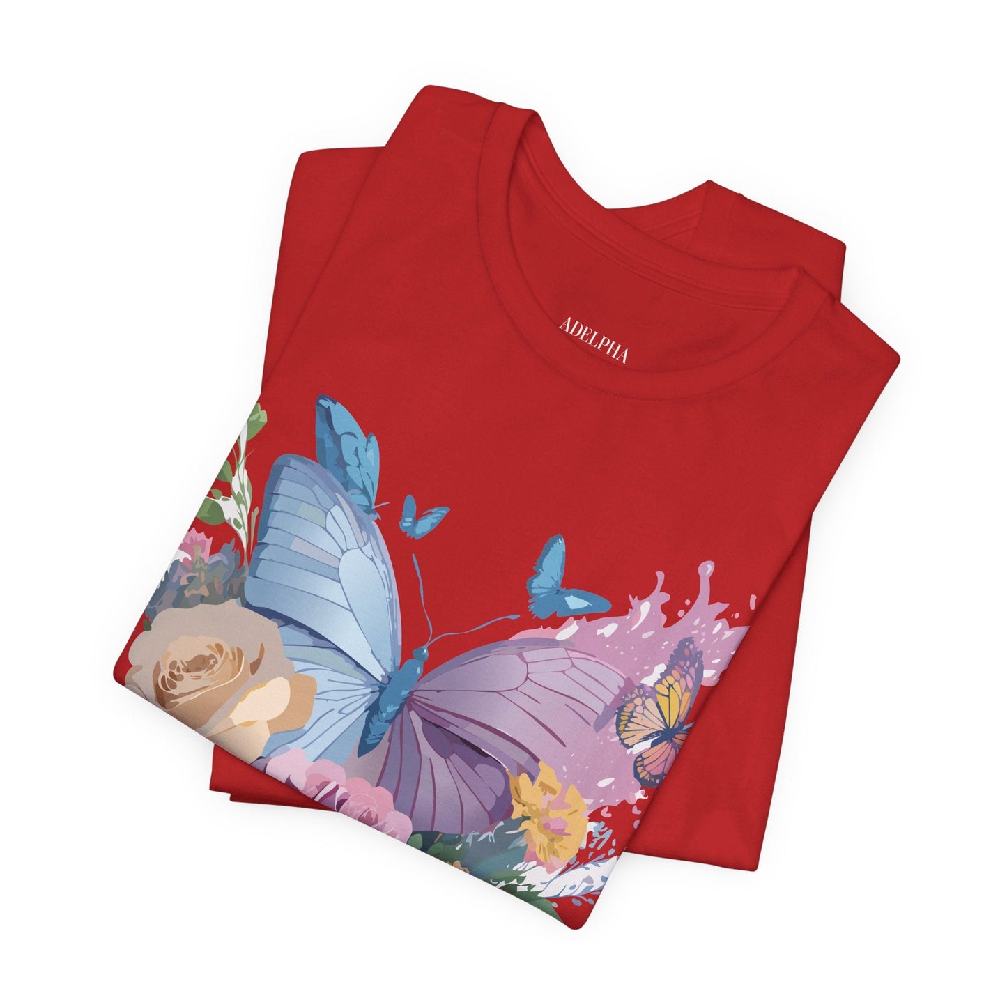 Butterfly Graphic Unisex 100 Cotton Lightweight Vintage Floral Design Jersey Tee 33
