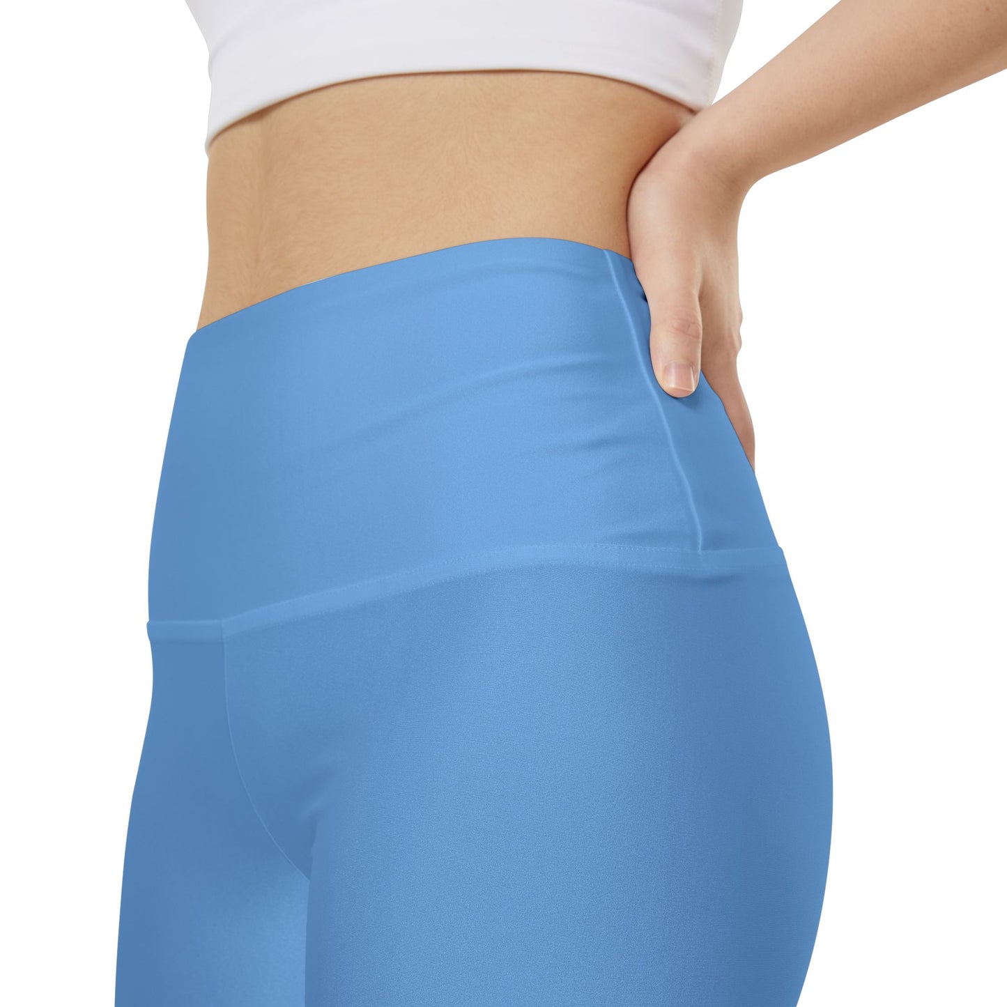 Frizz Horizon Blue Women's Workout Shorts — Solid High-Waist Biker Shorts for Exercise & Everyday Wear