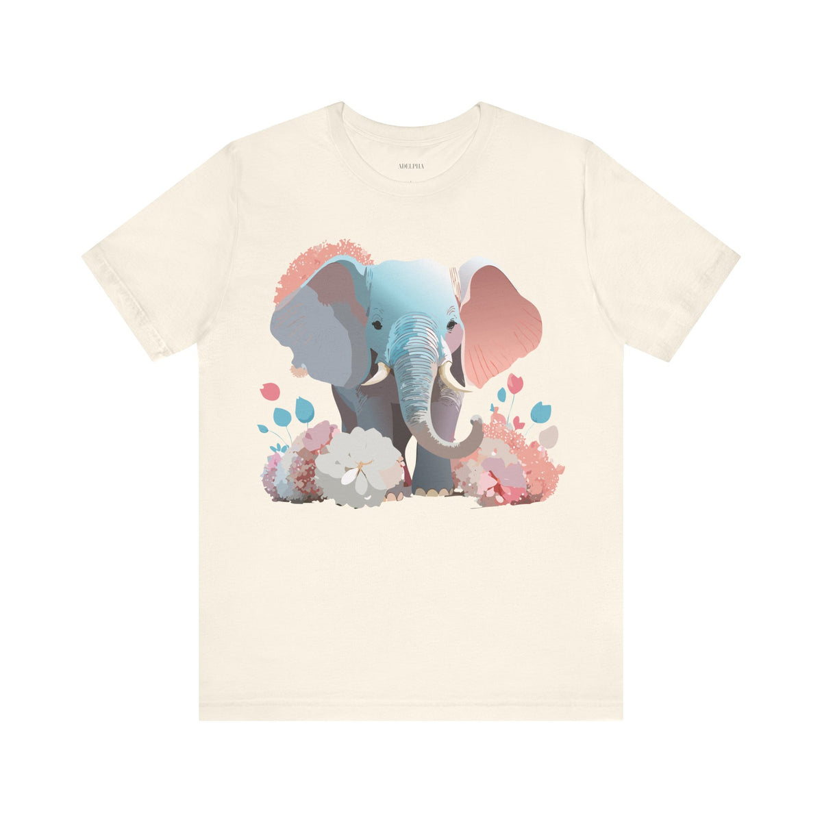 Elephant Graphic Unisex Cotton Bella+Canvas Tee with Art Animal Design e132