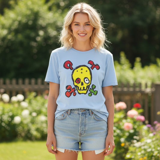 Yellow Skull Graphic Design Tee, Vintage Graphic Bella Canvas Unisex 100 Cotton 45